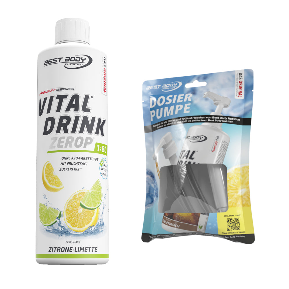 Vital Drink Zerop - Zitrone Limette - 0,5 L + Dosierpumpe#geschmack_zitrone-limette