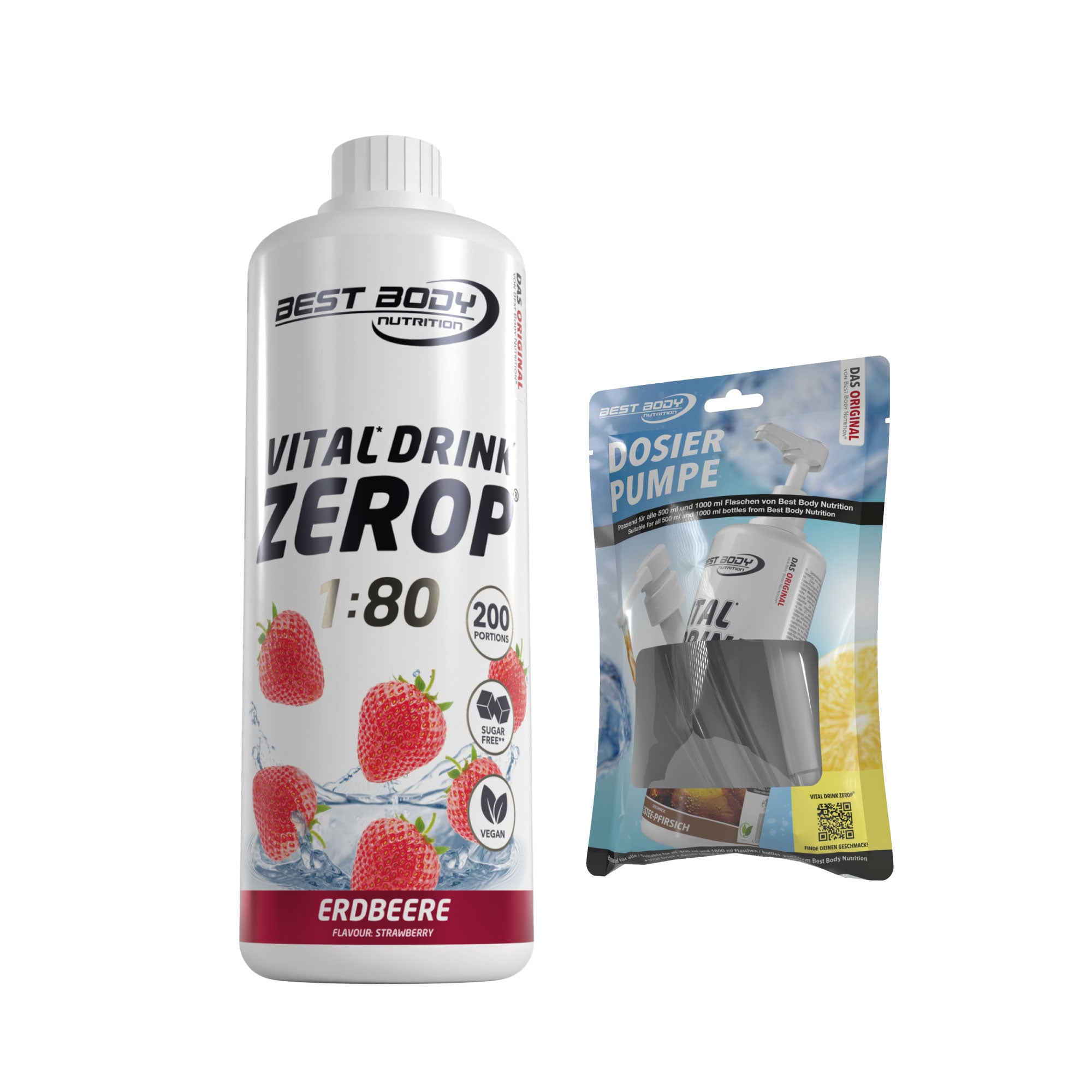Vital Drink Zerop - Erdbeere - 1 L + Dosierpumpe#geschmack_erdbeere