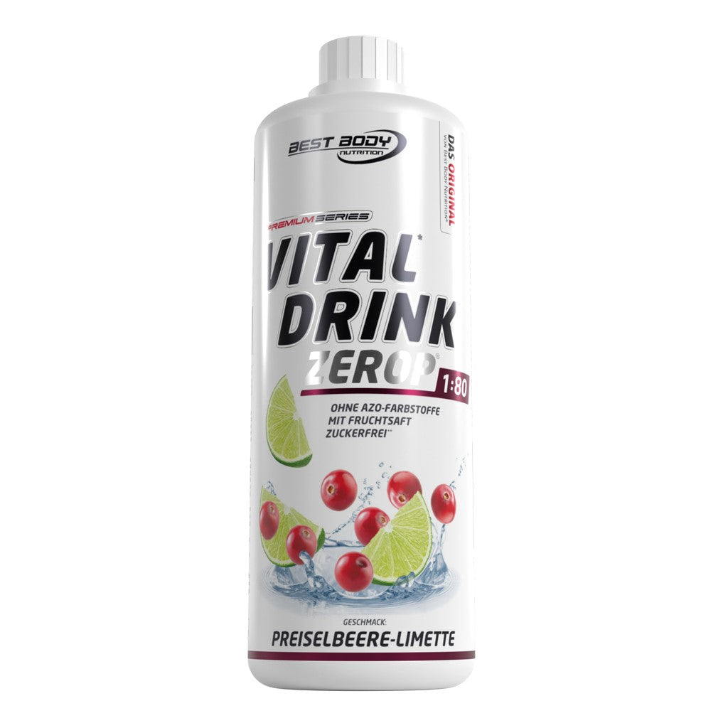 Vital Drink Zerop - Preiselbeere Limette - 1000 ml Flasche#geschmack_preiselbeere-limette