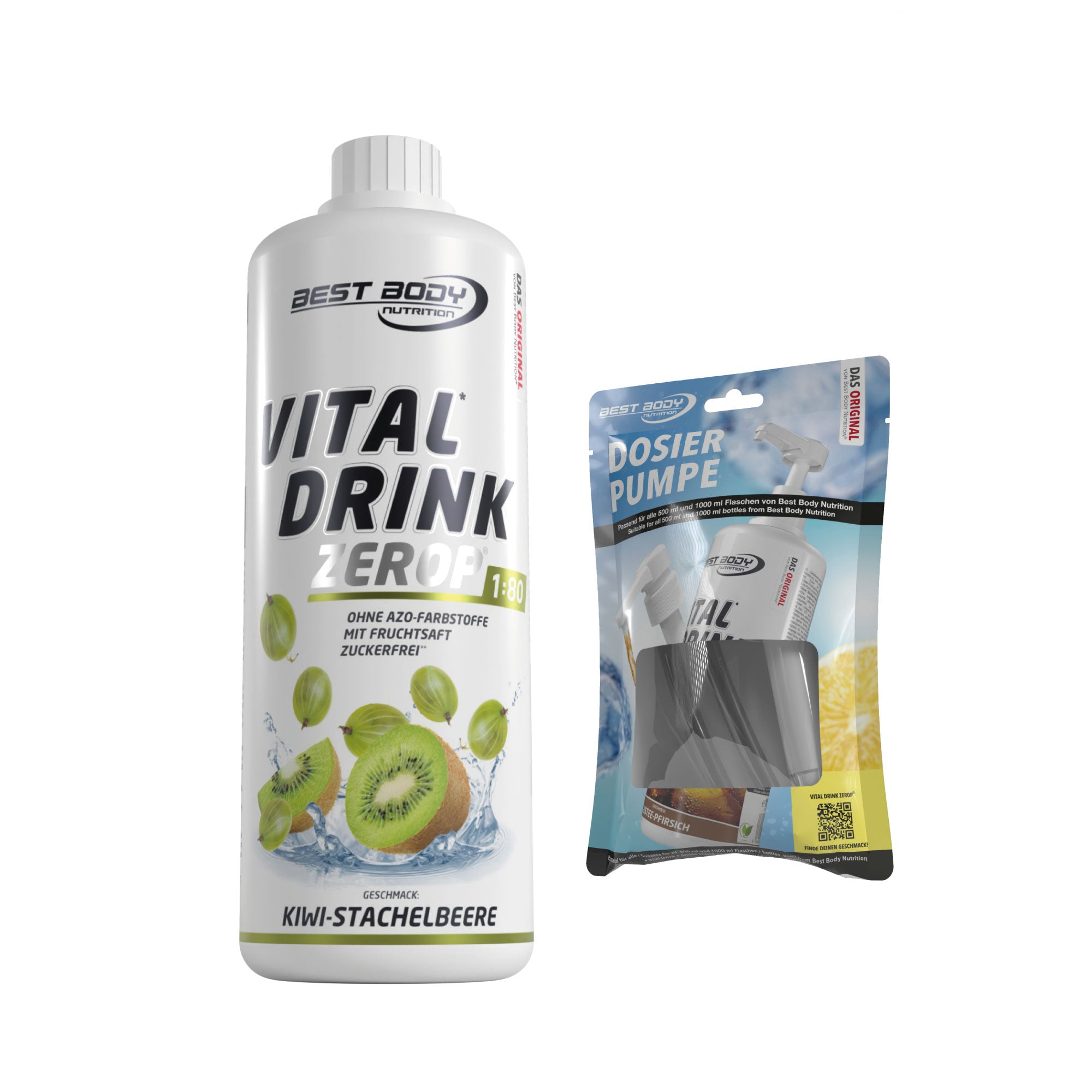 Vital Drink Zerop - Kiwi Stachelbeere - 1 L + Dosierpumpe#geschmack_kiwi-stachelbeere