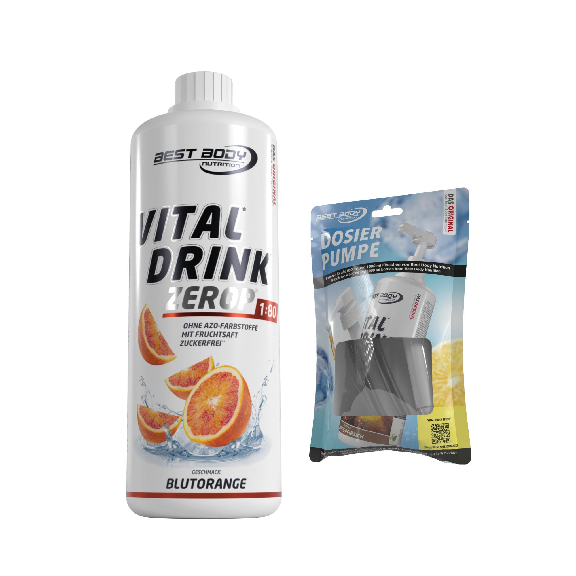 Vital Drink Zerop - Blutorange - 1 L + Dosierpumpe#geschmack_blutorange
