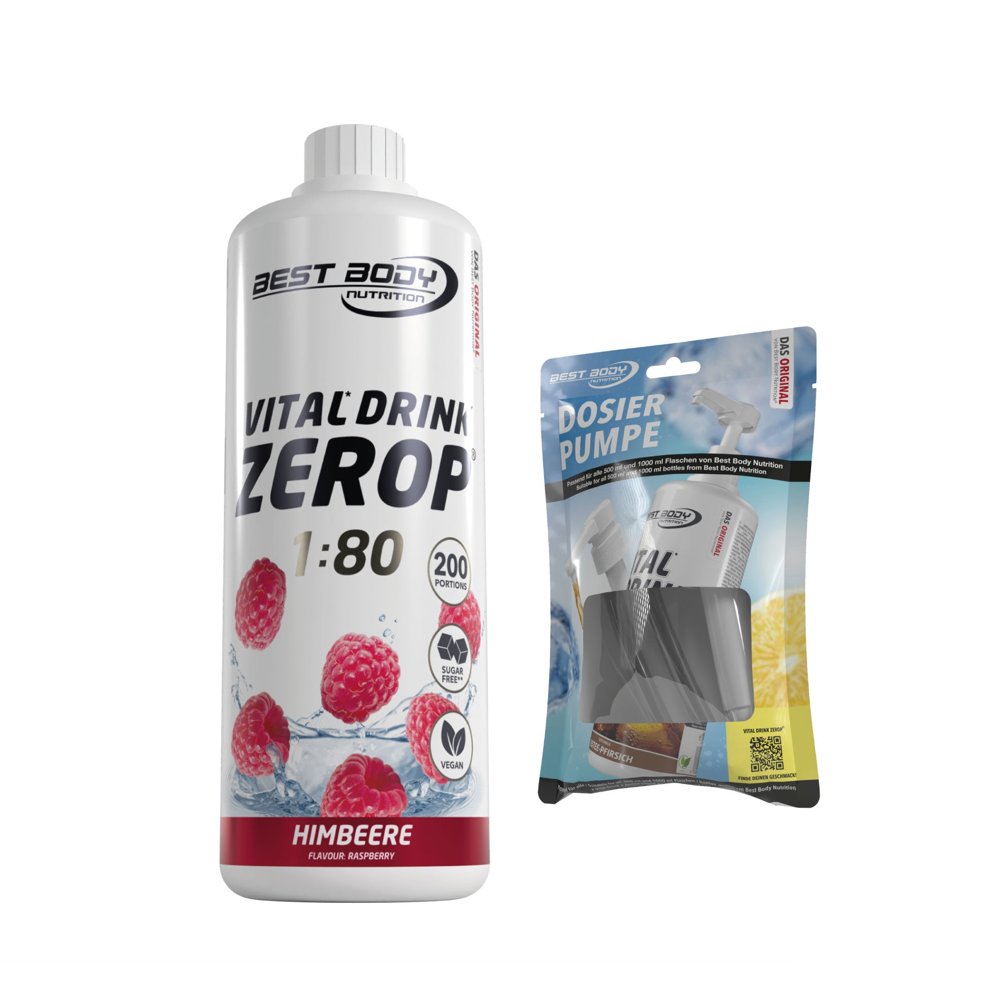 Vital Drink Zerop - Himbeere - 1 L + Dosierpumpe#geschmack_himbeere