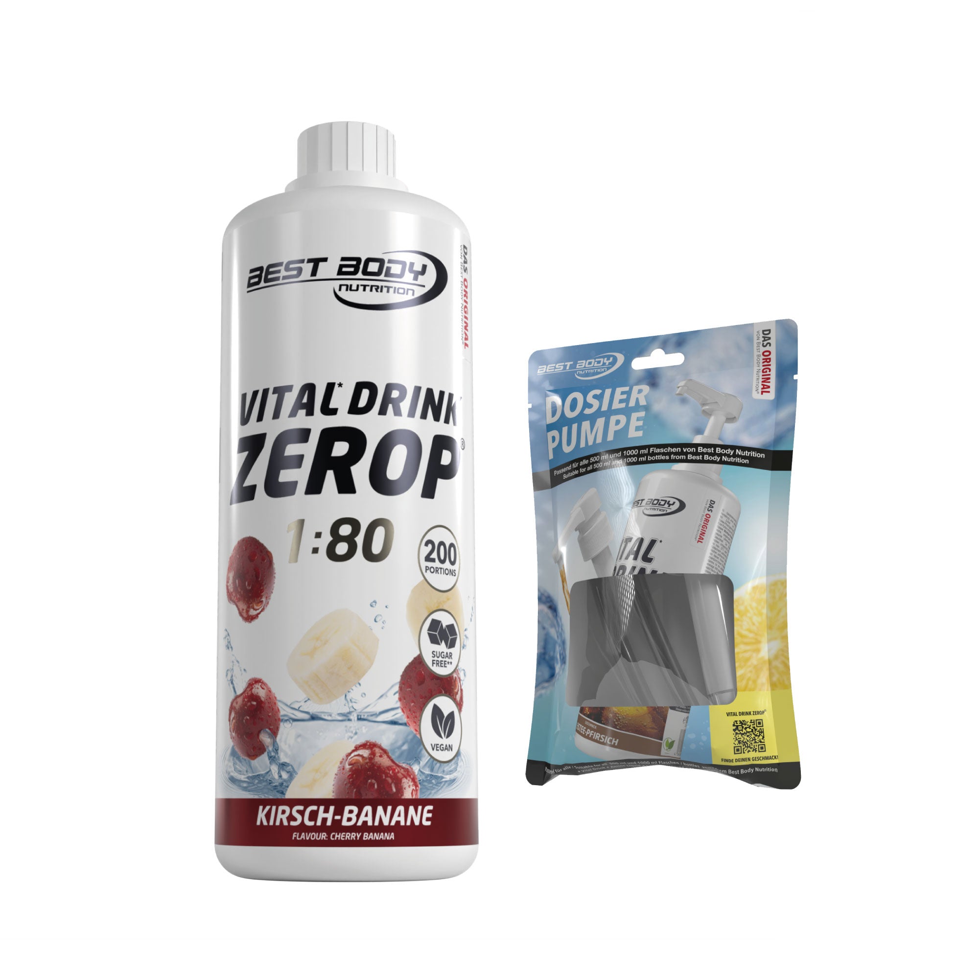 Vital Drink Zerop - Kirsche Banane - 1 L + Dosierpumpe#geschmack_kirsche-banane