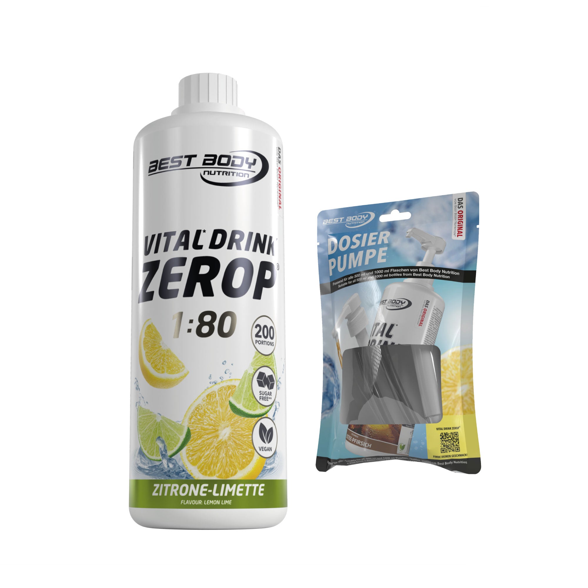 Vital Drink Zerop - Zitrone Limette - 1 L + Dosierpumpe#geschmack_zitrone-limette
