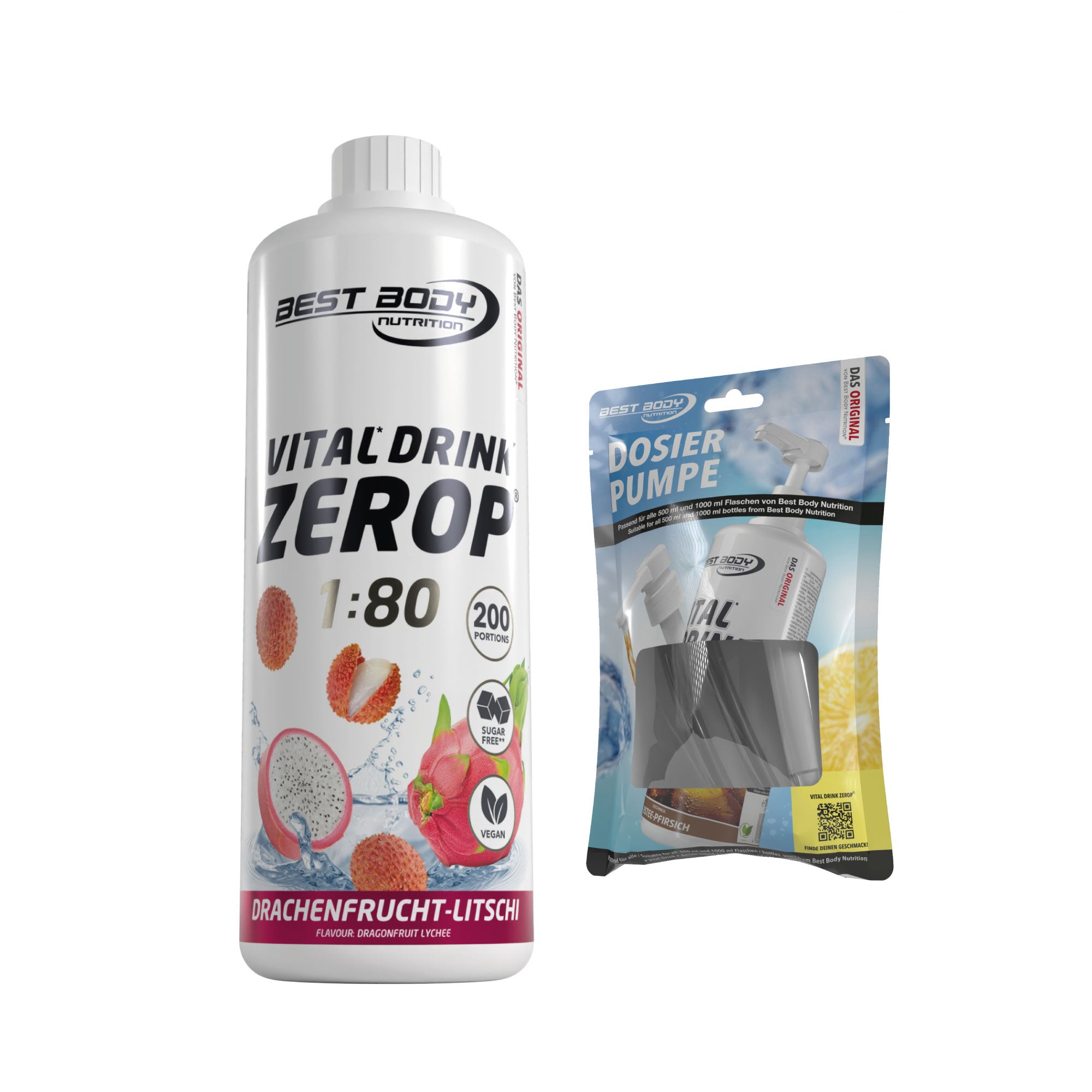 Vital Drink Zerop - Drachenfrucht Litschi - 1 L + Dosierpumpe#geschmack_drachenfrucht-litschi