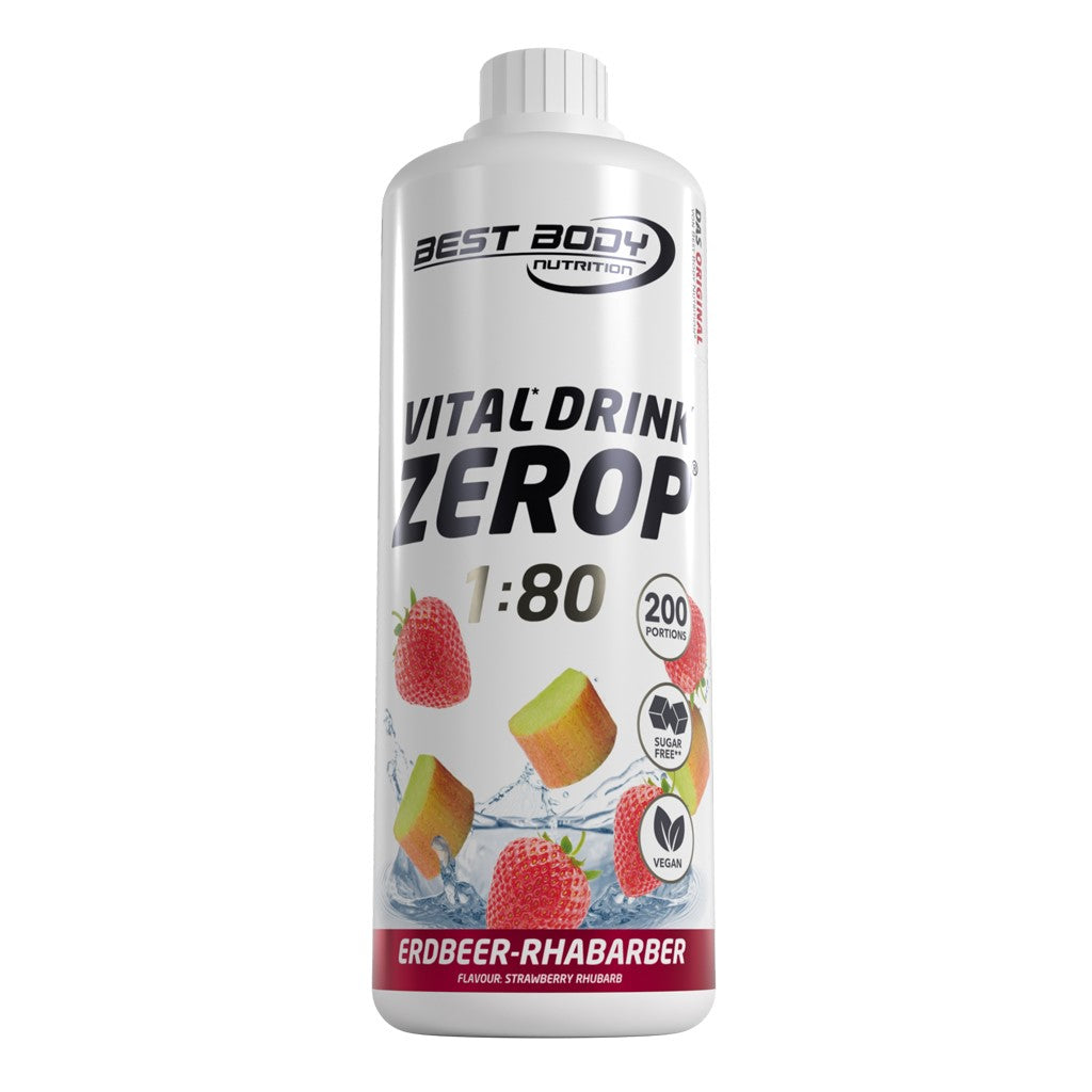 Vital Drink Zerop - Erdbeere Rhabarber - 1000 ml Flasche#geschmack_erdbeere-rhabarber