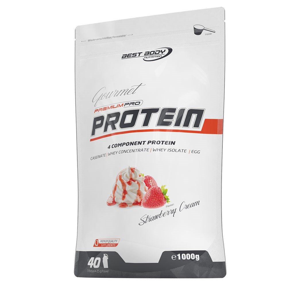 Gourmet Premium Pro Protein - Strawberry Cream - 1000 g Zipp-Beutel#geschmack_strawberry-cream