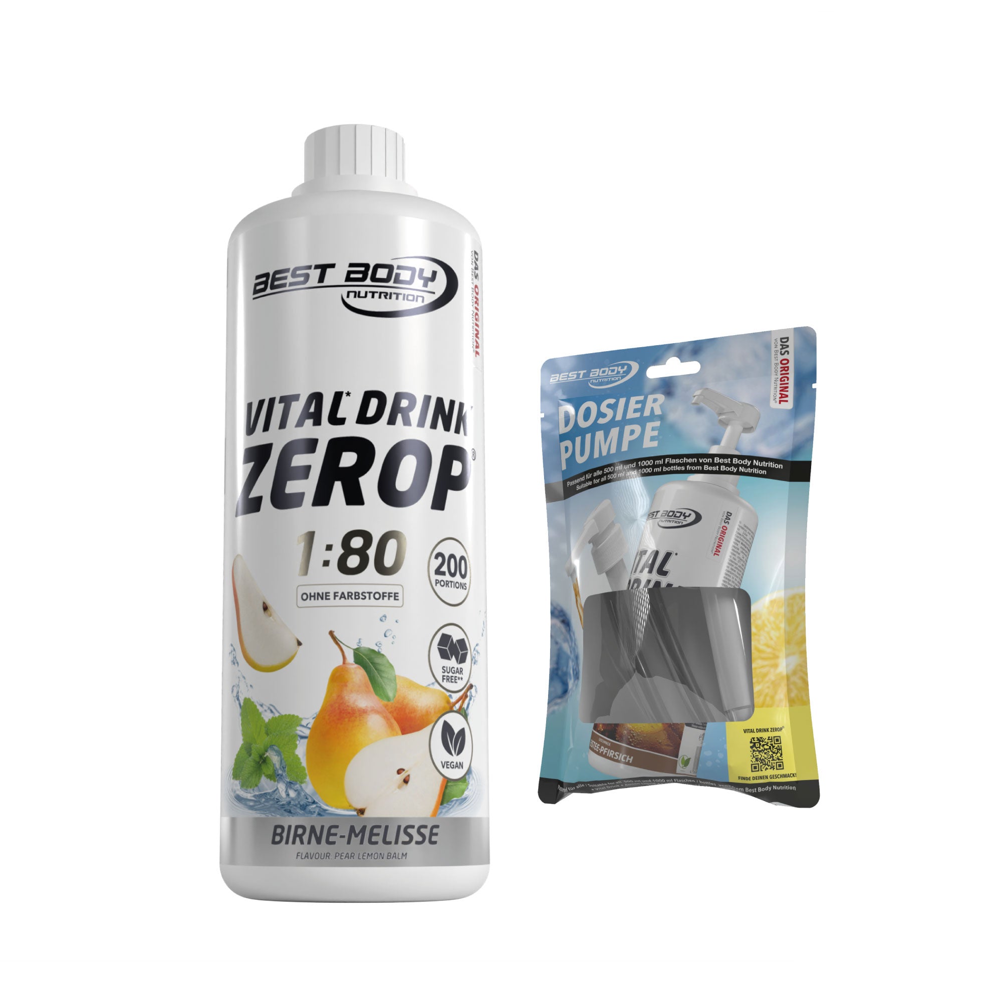 Vital Drink Zerop - Birne Melisse - 1 L + Dosierpumpe#geschmack_birne-melisse