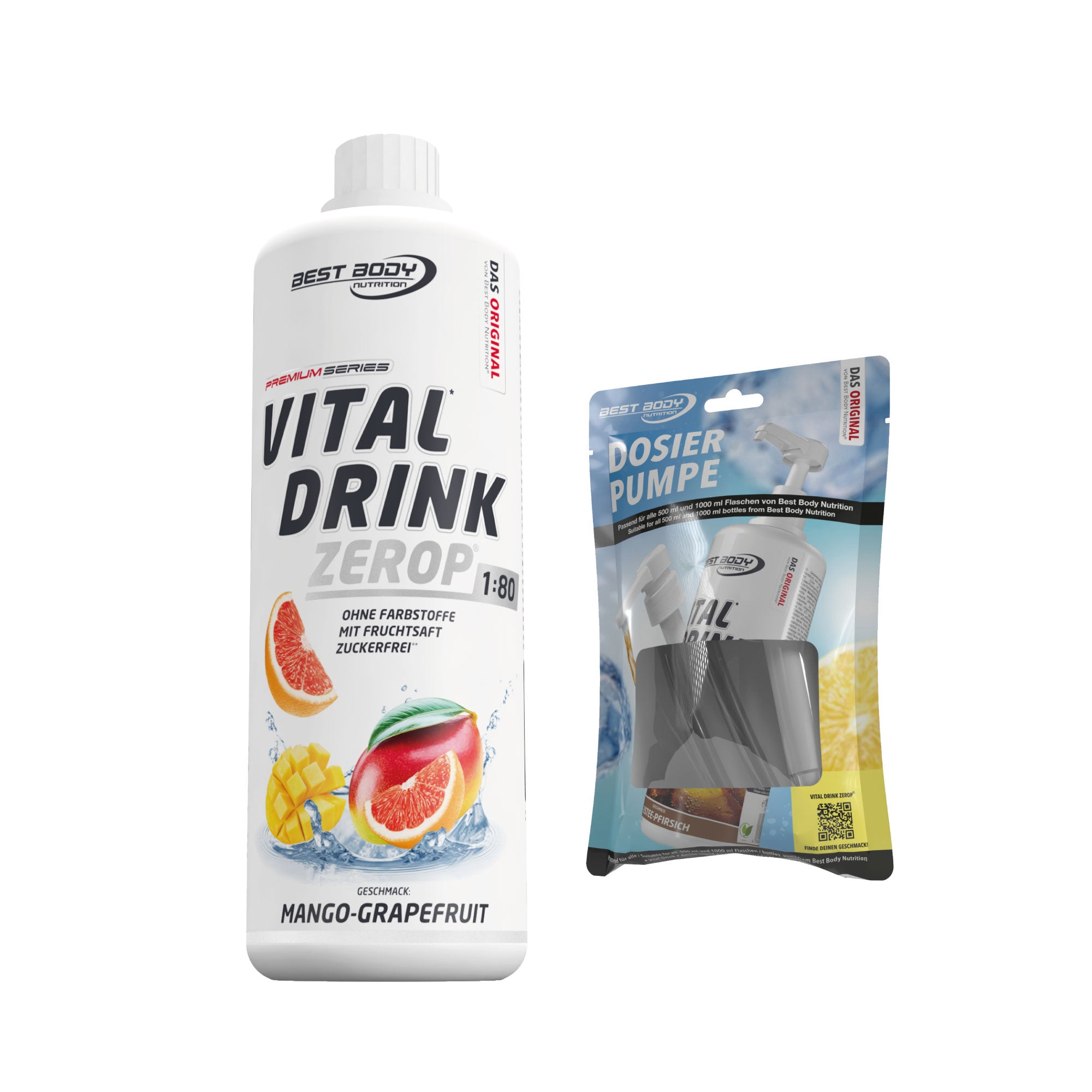 Vital Drink Zerop - Mango Grapefruit - 1 L + Dosierpumpe#geschmack_mango-grapefruit