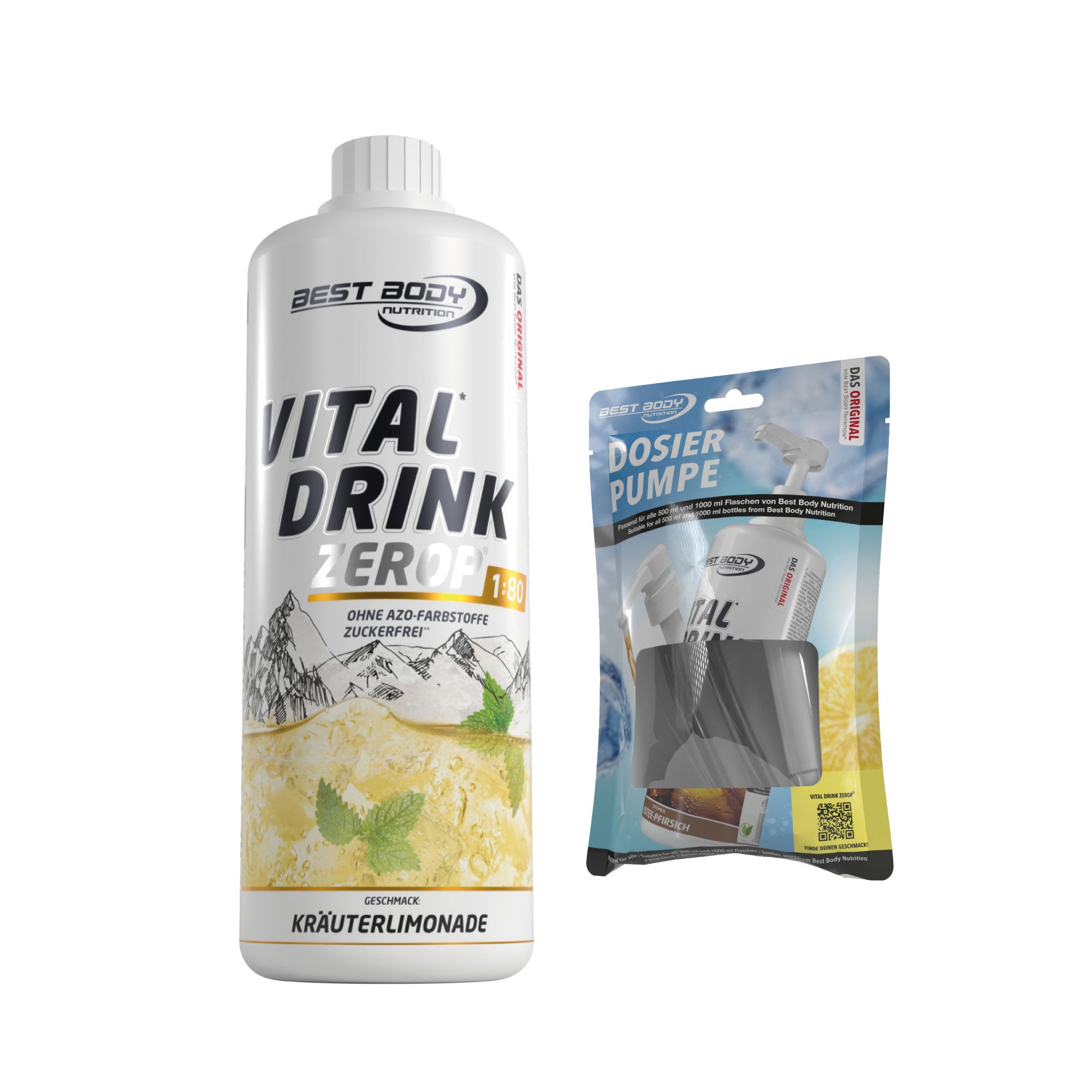 Vital Drink Zerop - Kräuterlimonade - 1 L + Dosierpumpe#geschmack_kr-uterlimonade