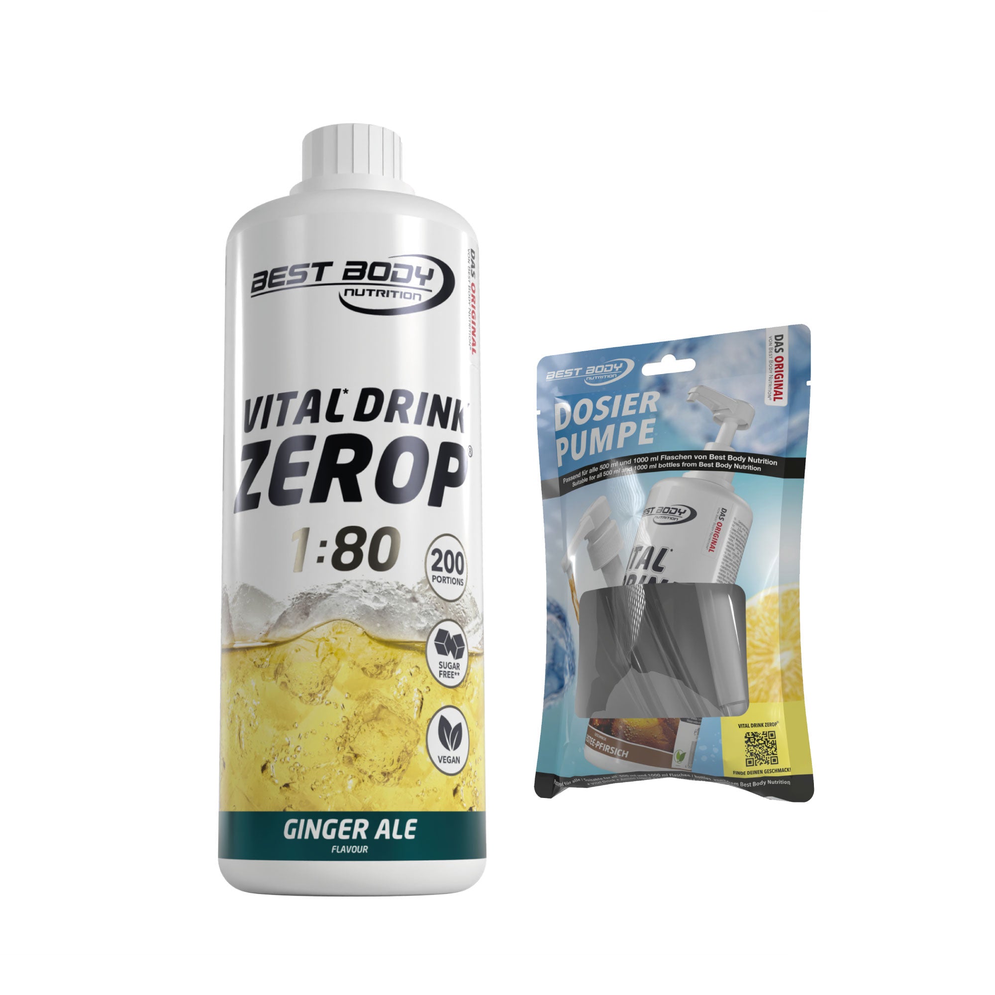 Vital Drink Zerop - Ginger Ale - 1 L + Dosierpumpe#geschmack_ginger-ale