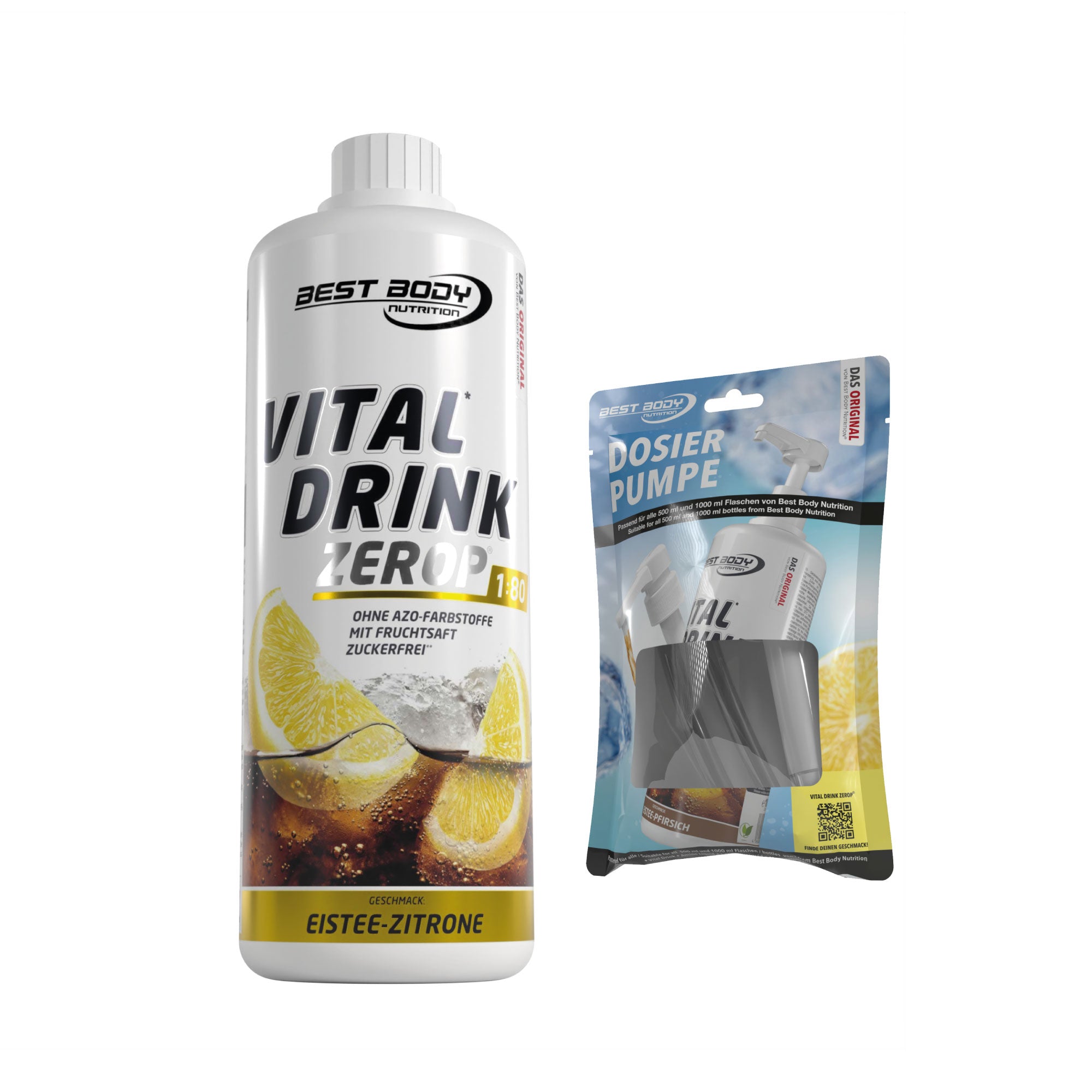 Vital Drink Zerop - Eistee Zitrone - 1 L + Dosierpumpe#geschmack_eistee-zitrone