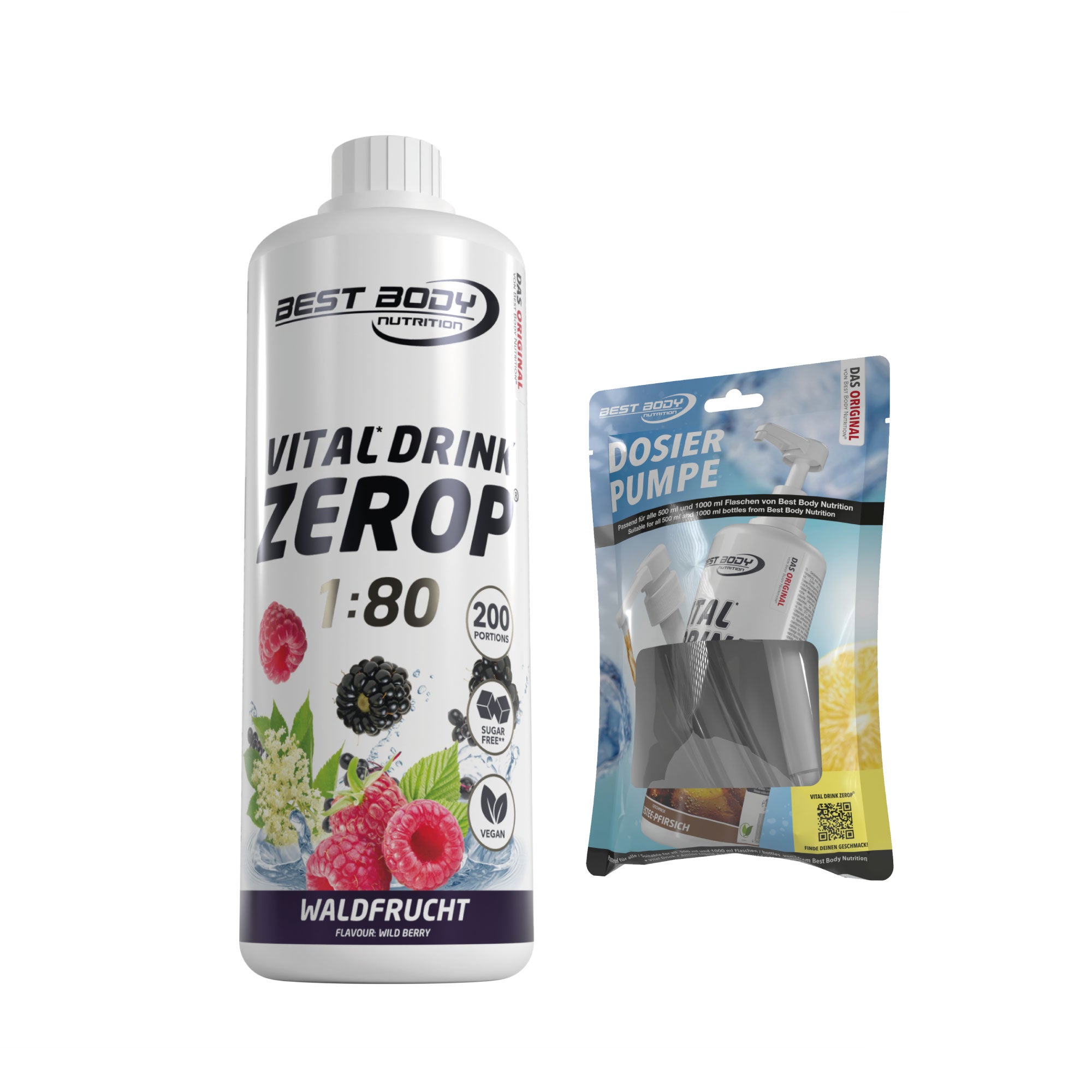 Vital Drink Zerop - Waldfrucht - 1 L + Dosierpumpe#geschmack_waldfrucht