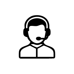Schwarzes Icon eines Kopfhörers mit Mikrofon, Symbol für Support oder Kundenservice.