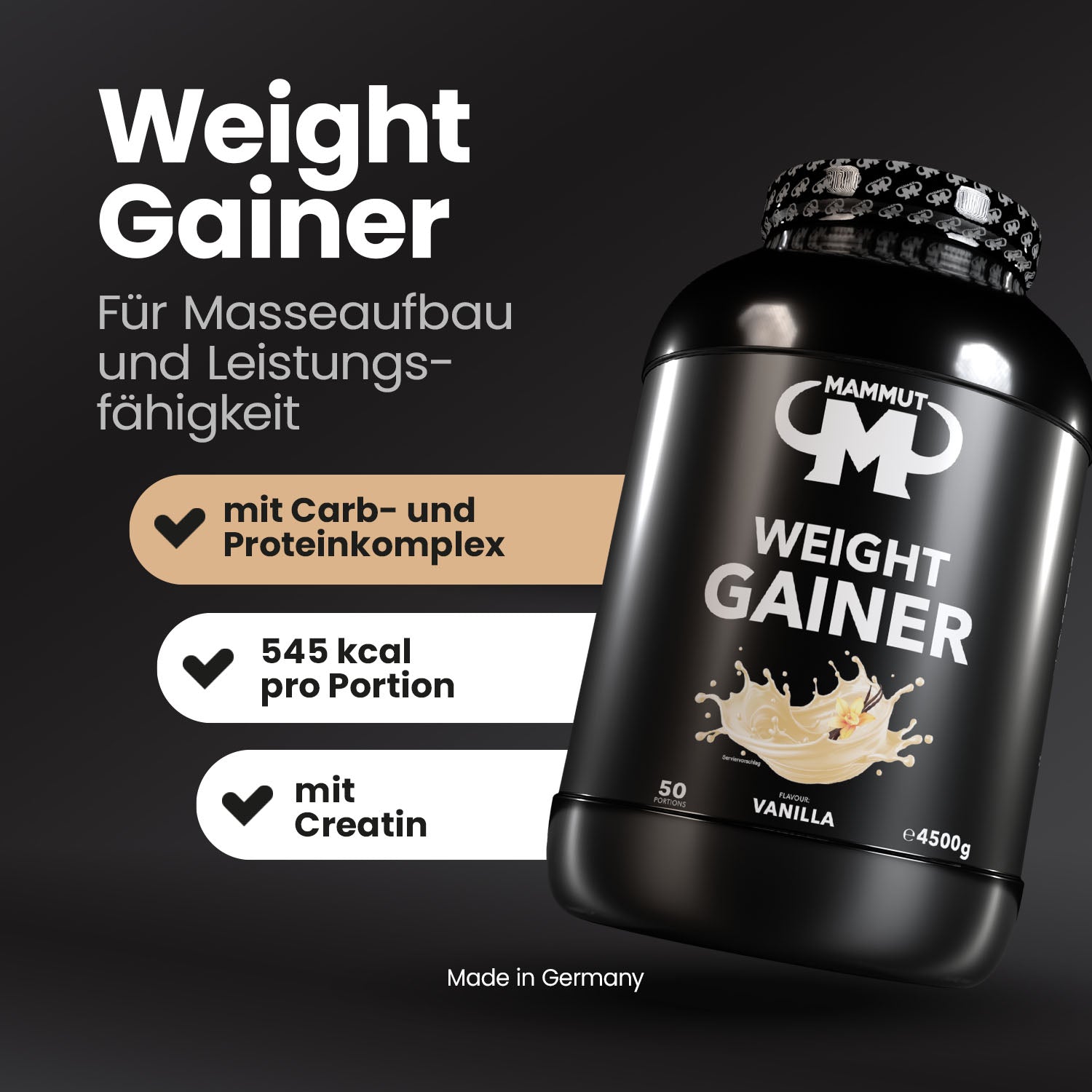 Weight Gainer Crash 5000 - Vanilla - 4500 g Dose#geschmack_vanille