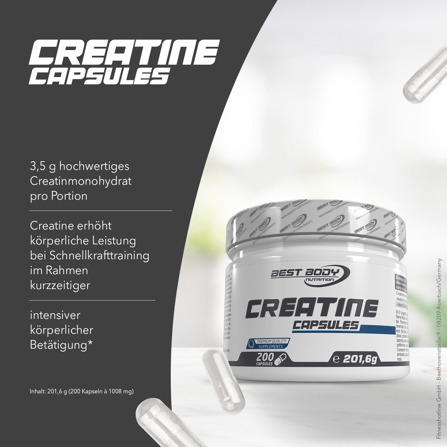 Creatine Kapseln - 200 Stück/Dose#_