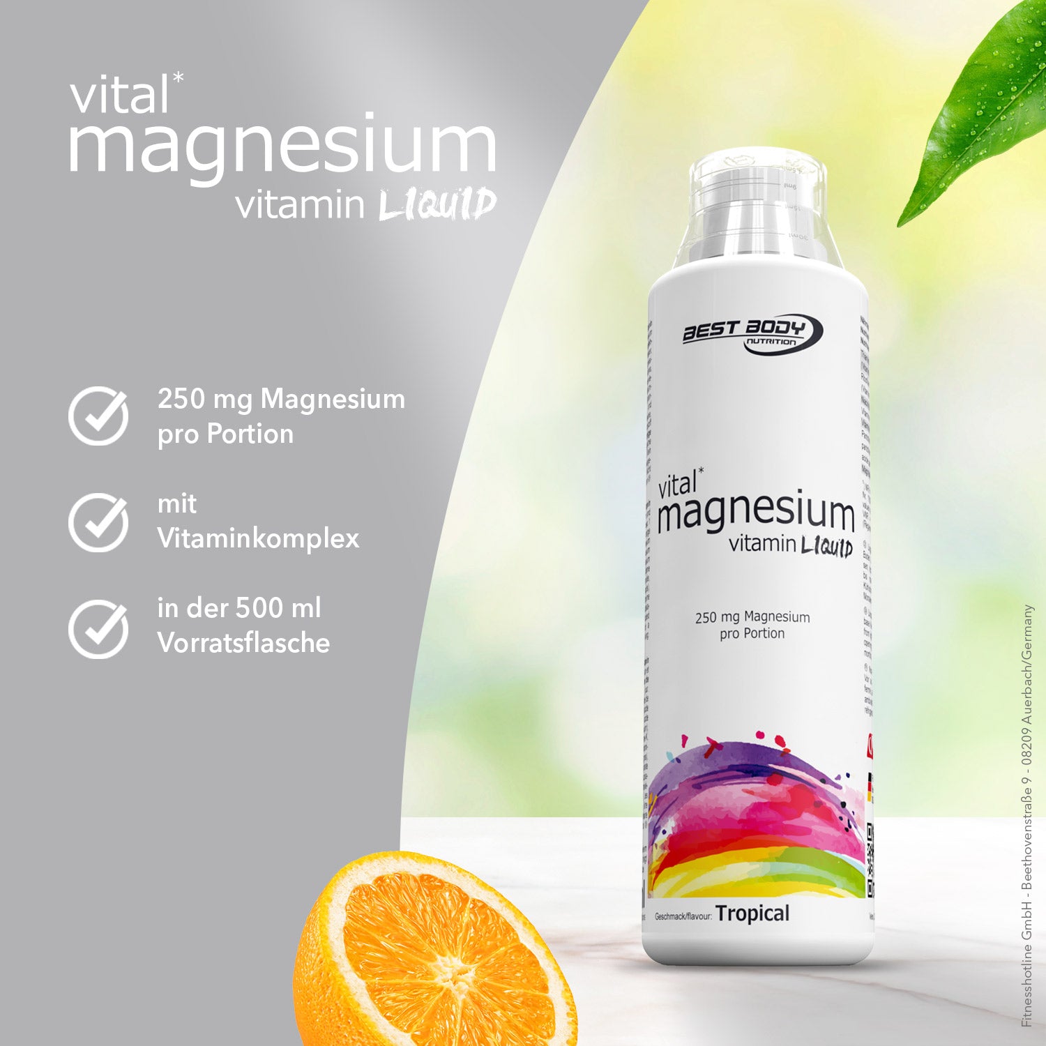 Magnesium Vitamin Liquid - Tropical - 500 ml Flasche#_