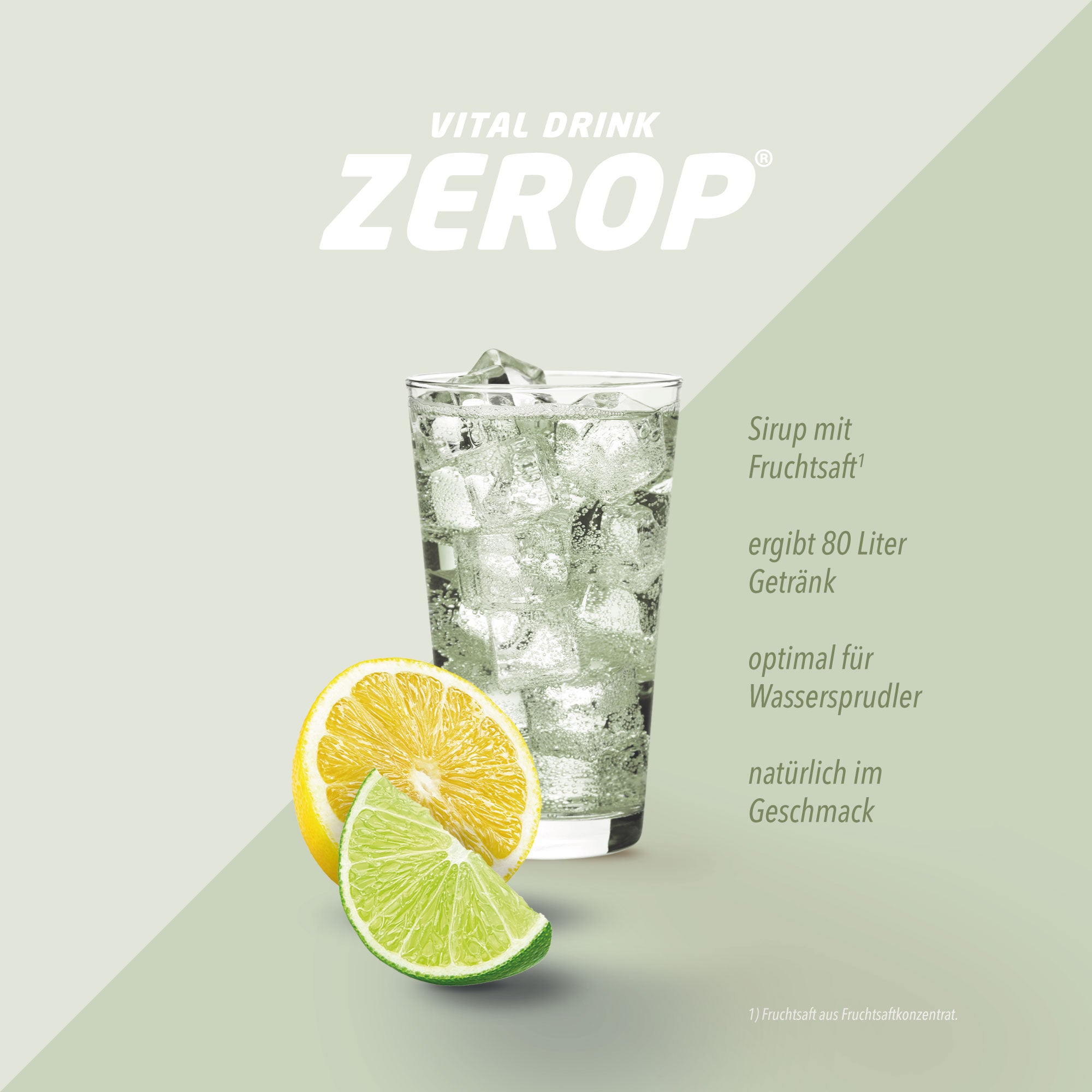 Vital Drink Zerop - Zitrone Limette - 1000 ml Flasche#geschmack_zitrone-limette