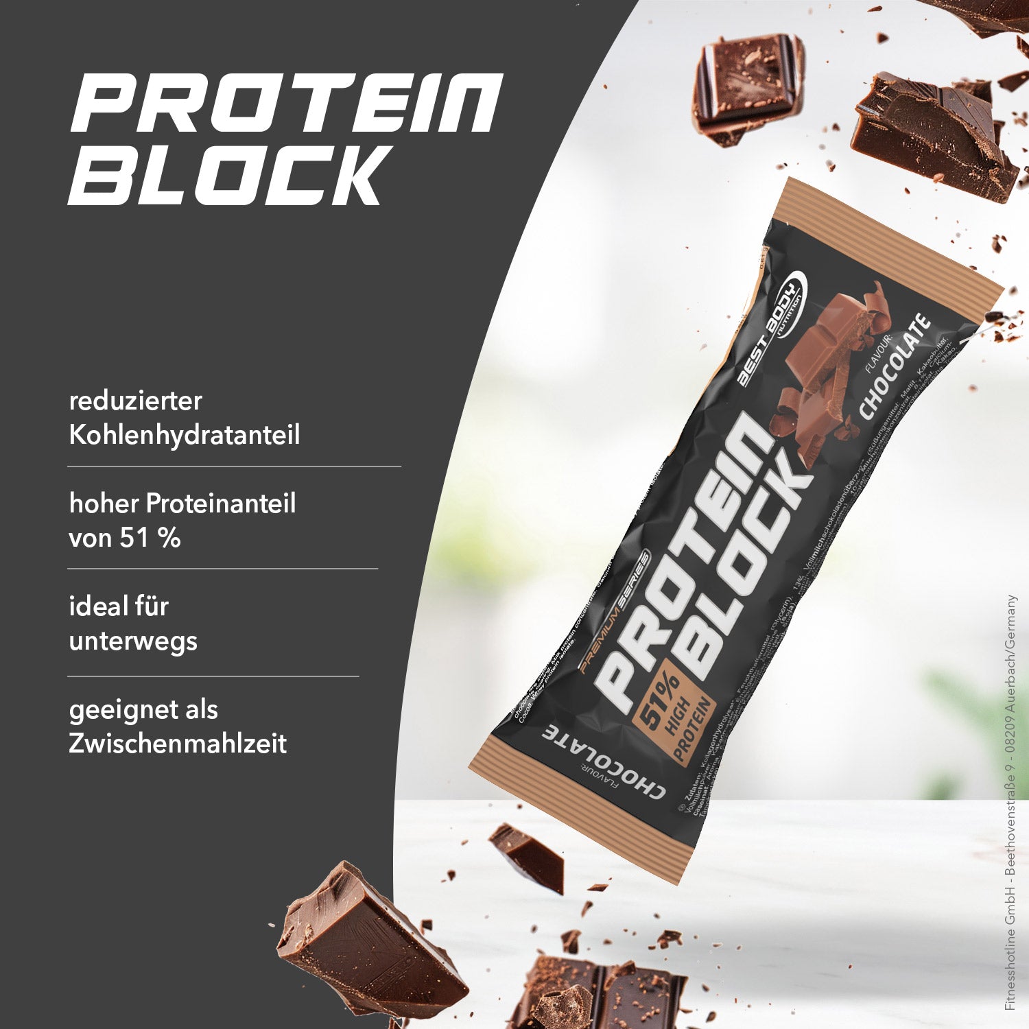 Protein Block - Chocolate - 90 g Riegel#geschmack_chocolate