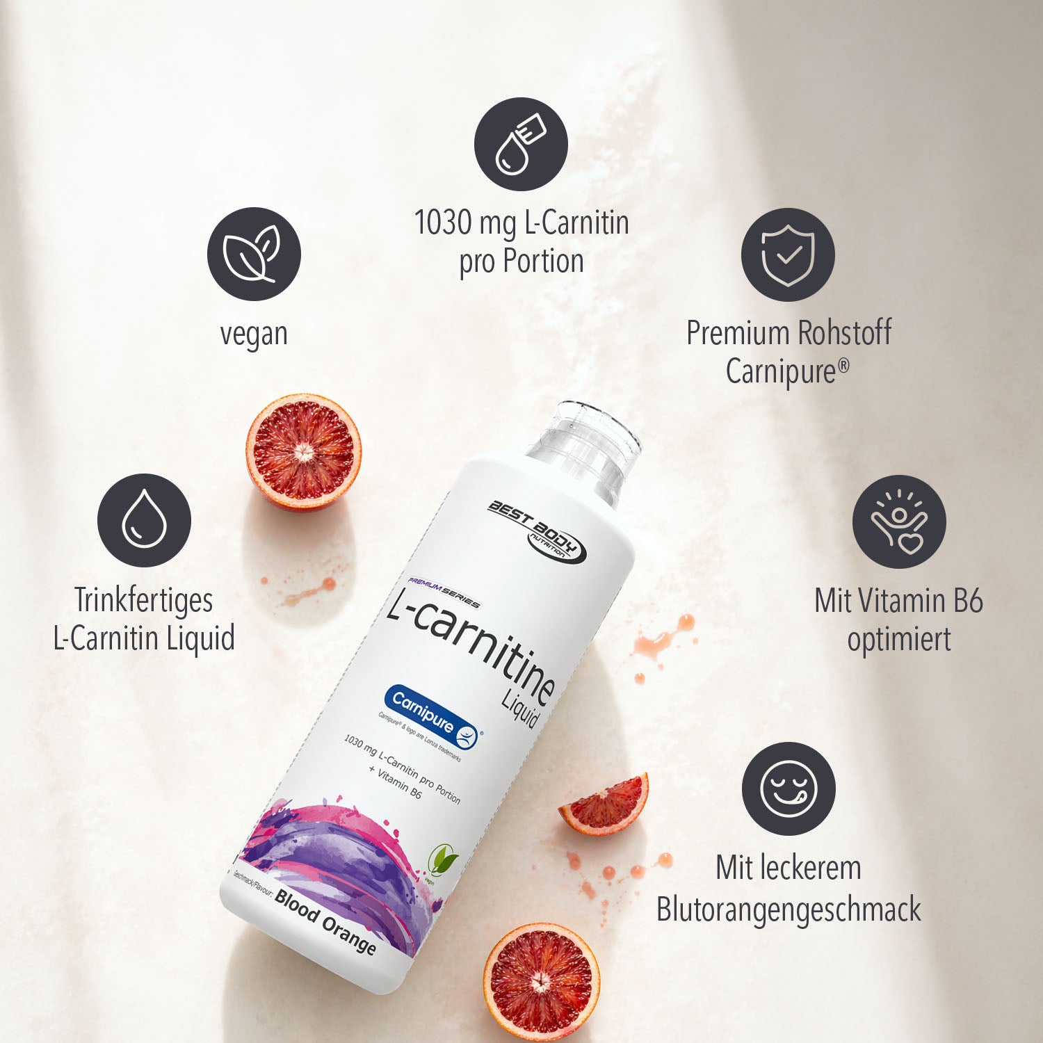L-Carnitine Liquid - Blood Orange - 1000 ml Flasche#geschmack_blood-orange