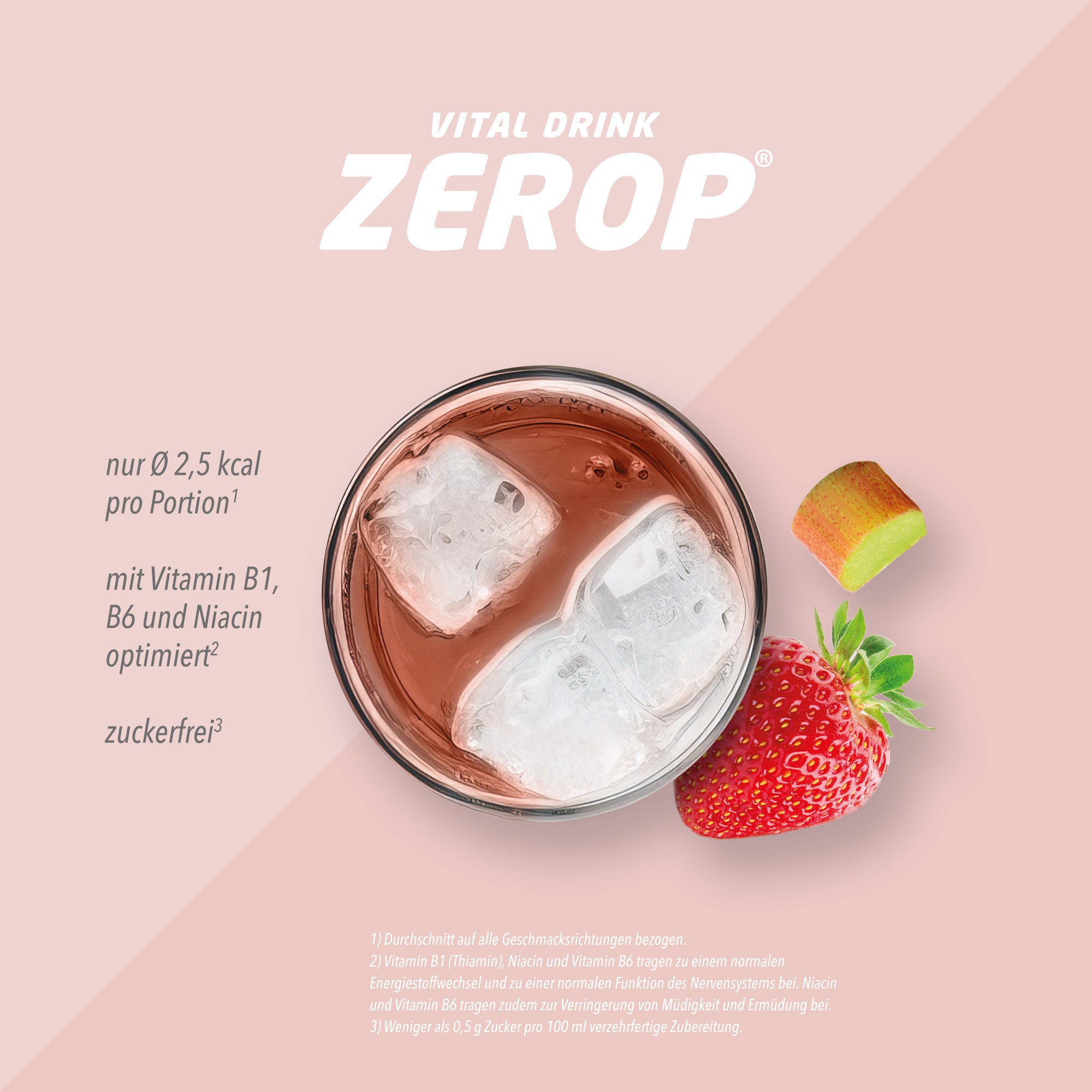 Vital Drink Zerop - Erdbeere Rhabarber - 1000 ml Flasche#geschmack_erdbeere-rhabarber