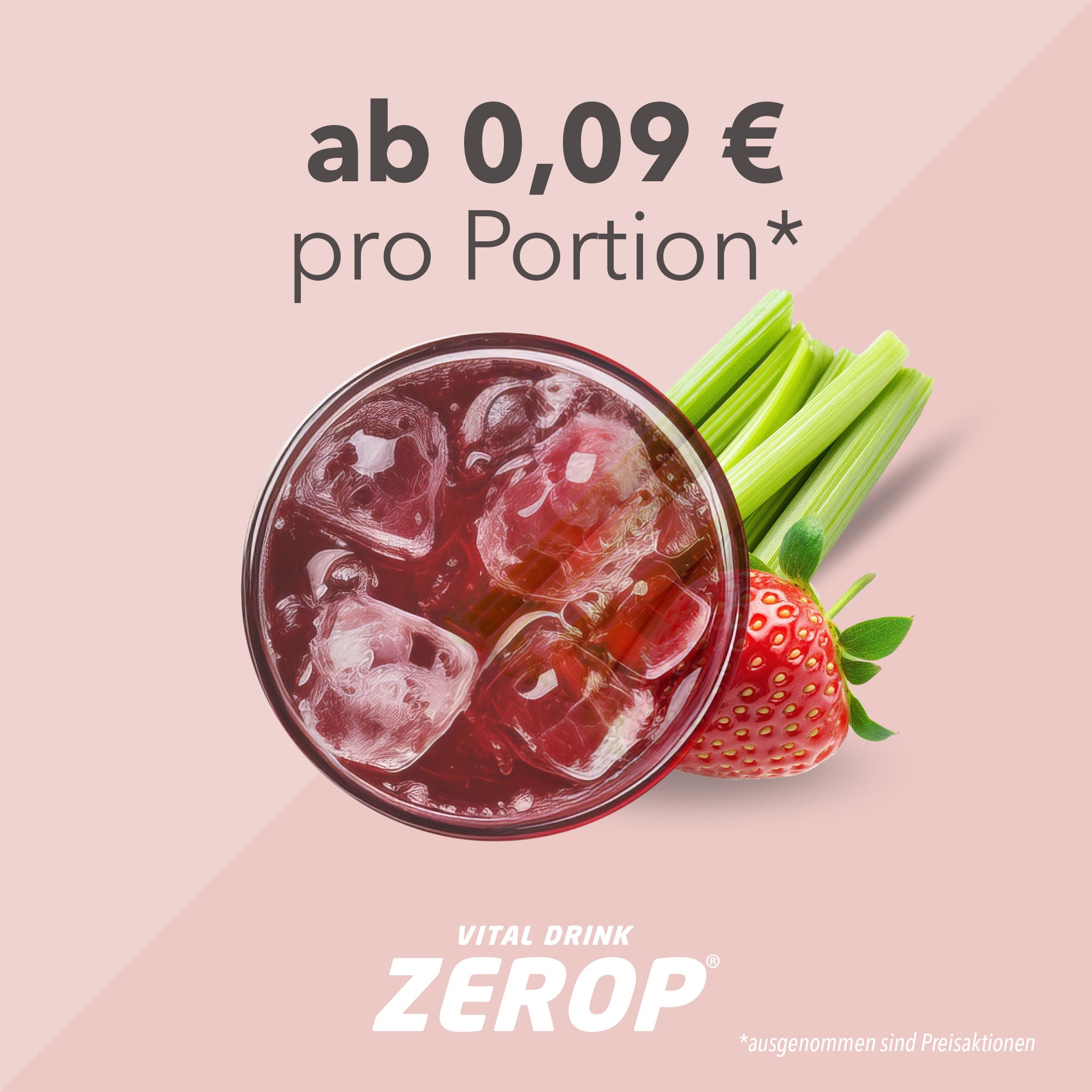 Vital Drink Zerop - Erdbeere Rhabarber - 1000 ml Flasche#geschmack_erdbeere-rhabarber