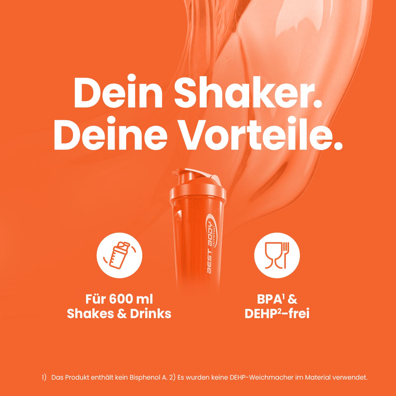 Eiweiß Shaker - orange - Design Best Body Nutrition - Stück#farbe_orange