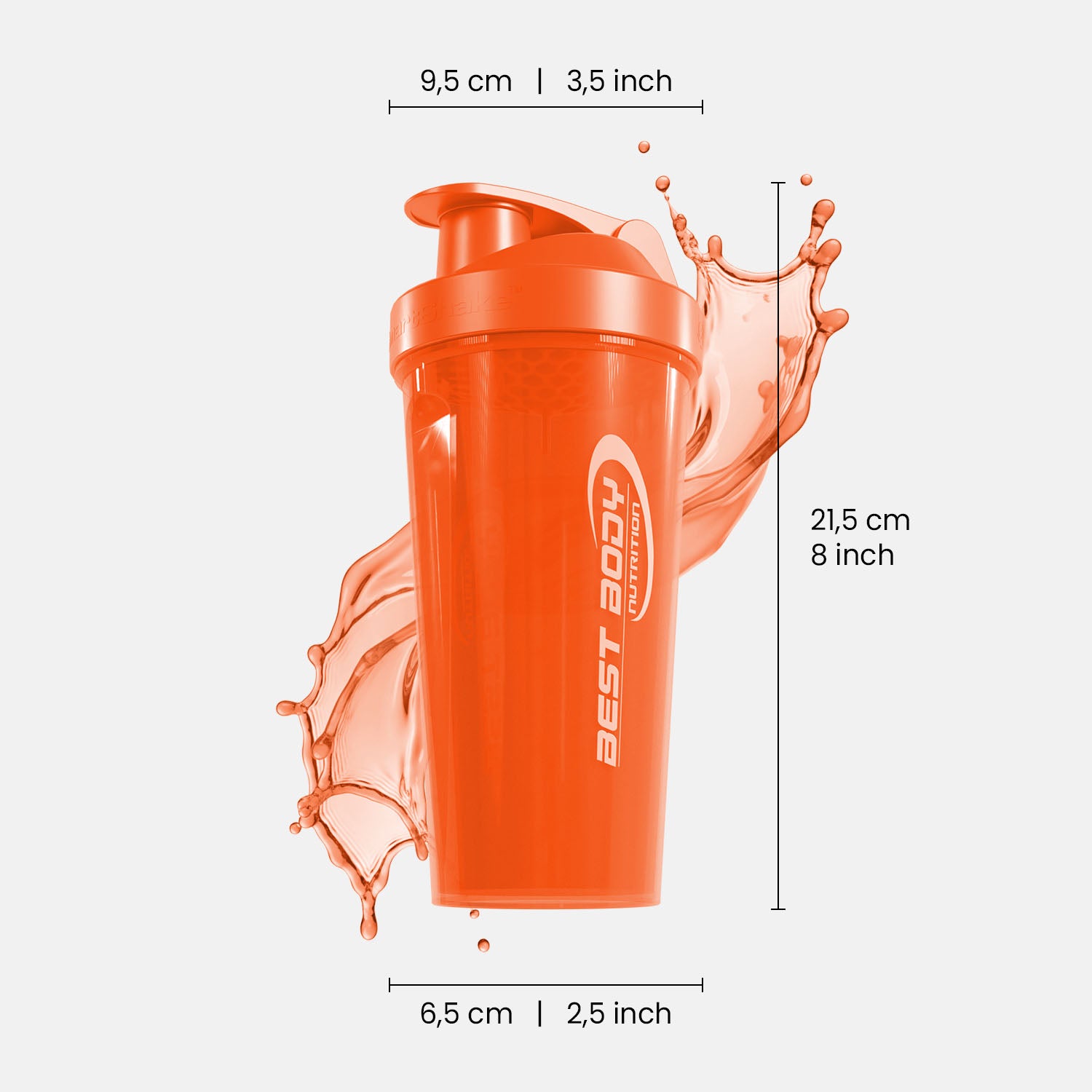 Eiweiß Shaker - orange - Design Best Body Nutrition - Stück#farbe_orange
