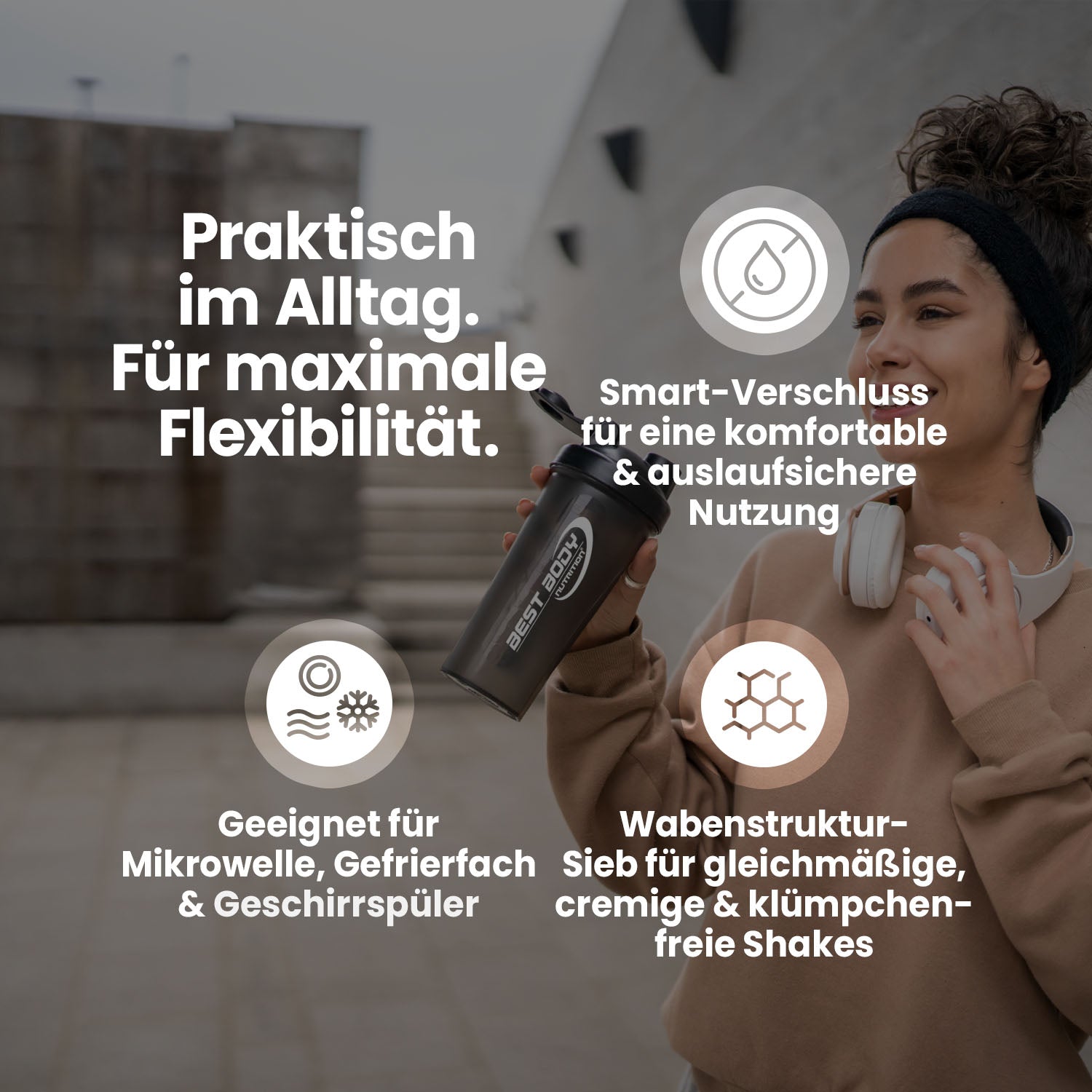 Eiweiß Shaker - schwarz - Design Best Body Nutrition - Stück#farbe_schwarz