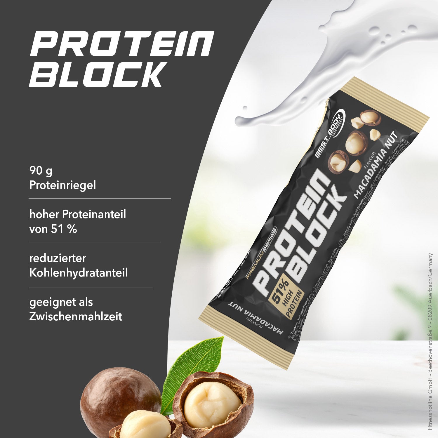 Protein Block - Macadamia Nuss - 90 g Riegel#geschmack_macadamia-nut