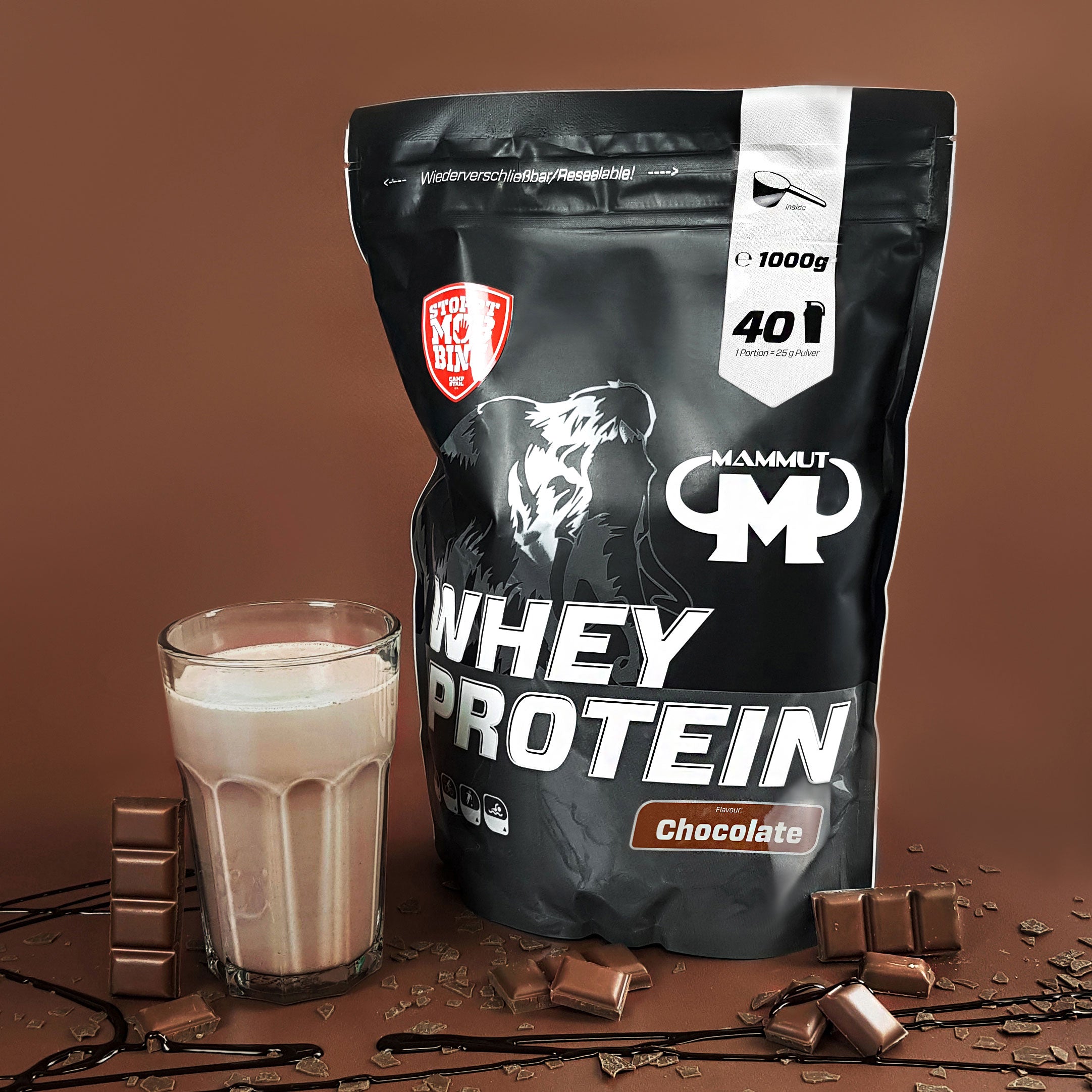 Whey Protein - Chocolate - 1000 g Zipp-Beutel#geschmack_chocolate