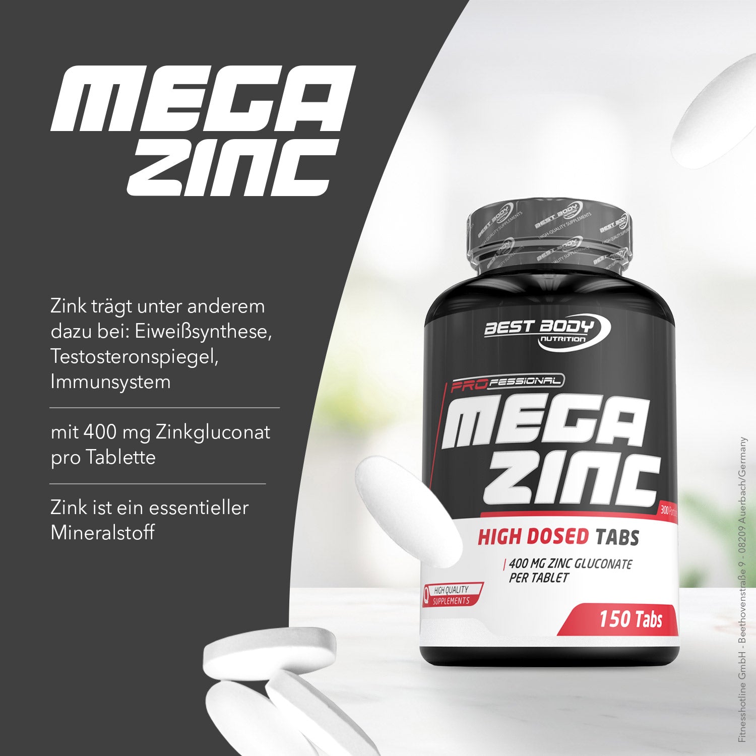 Professional Mega Zinc Tabs - 150 Stück/Dose#_