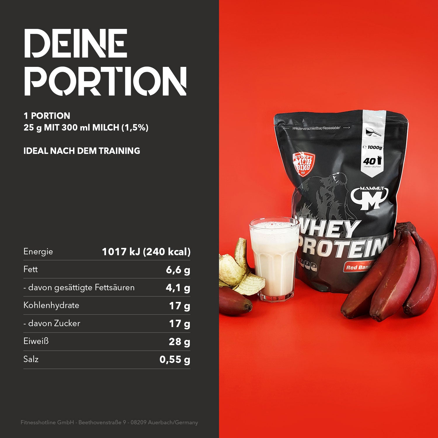 Whey Protein - Red Banana - 1000 g Zipp-Beutel#geschmack_red-banana