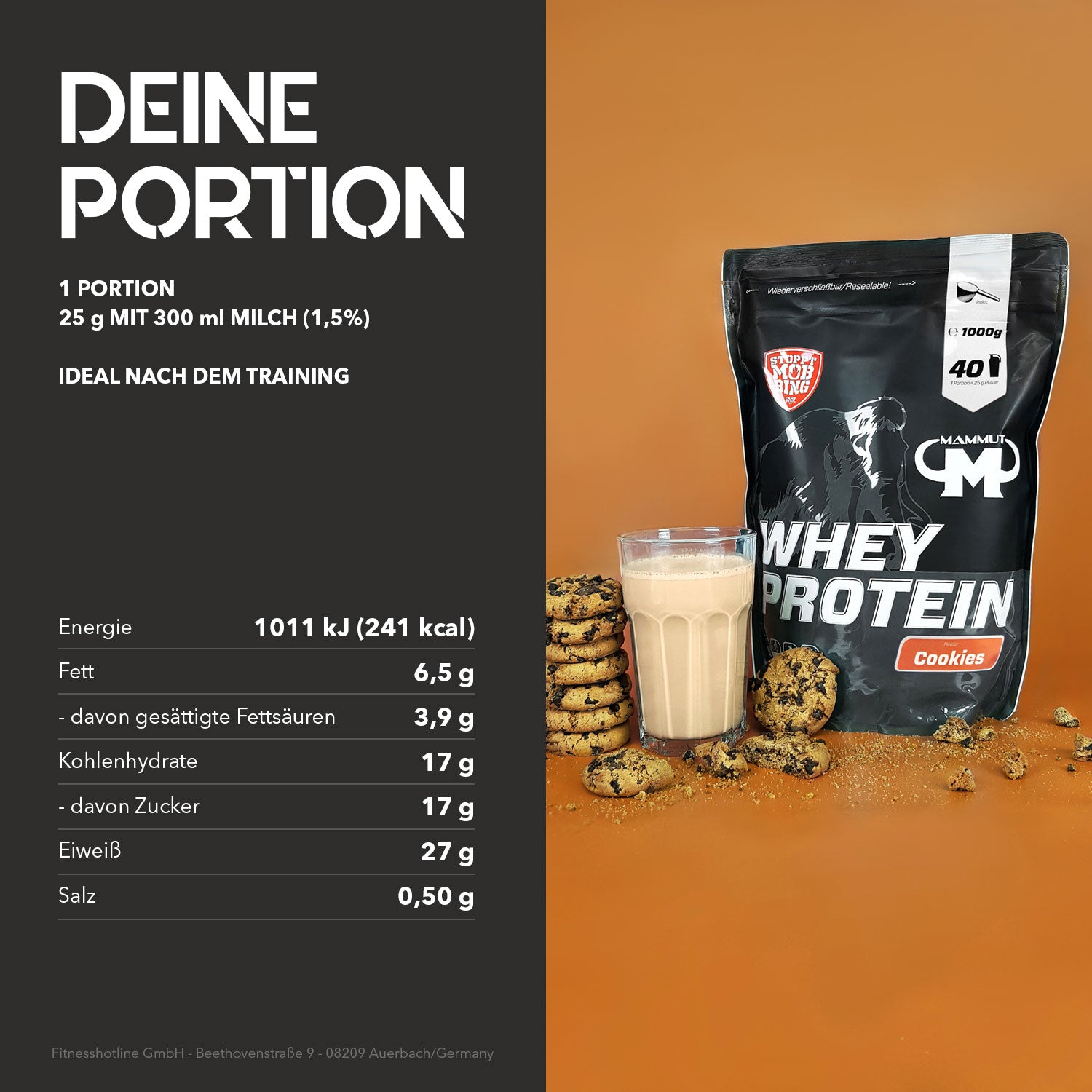 Whey Protein - Cookies - 1000 g Zipp-Beutel#geschmack_cookies