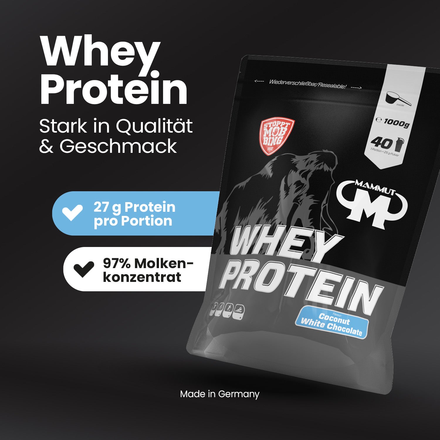 Whey Protein - Coconut White Chocolate - 1000 g Zipp-Beutel#geschmack_coconut-white-chocolate