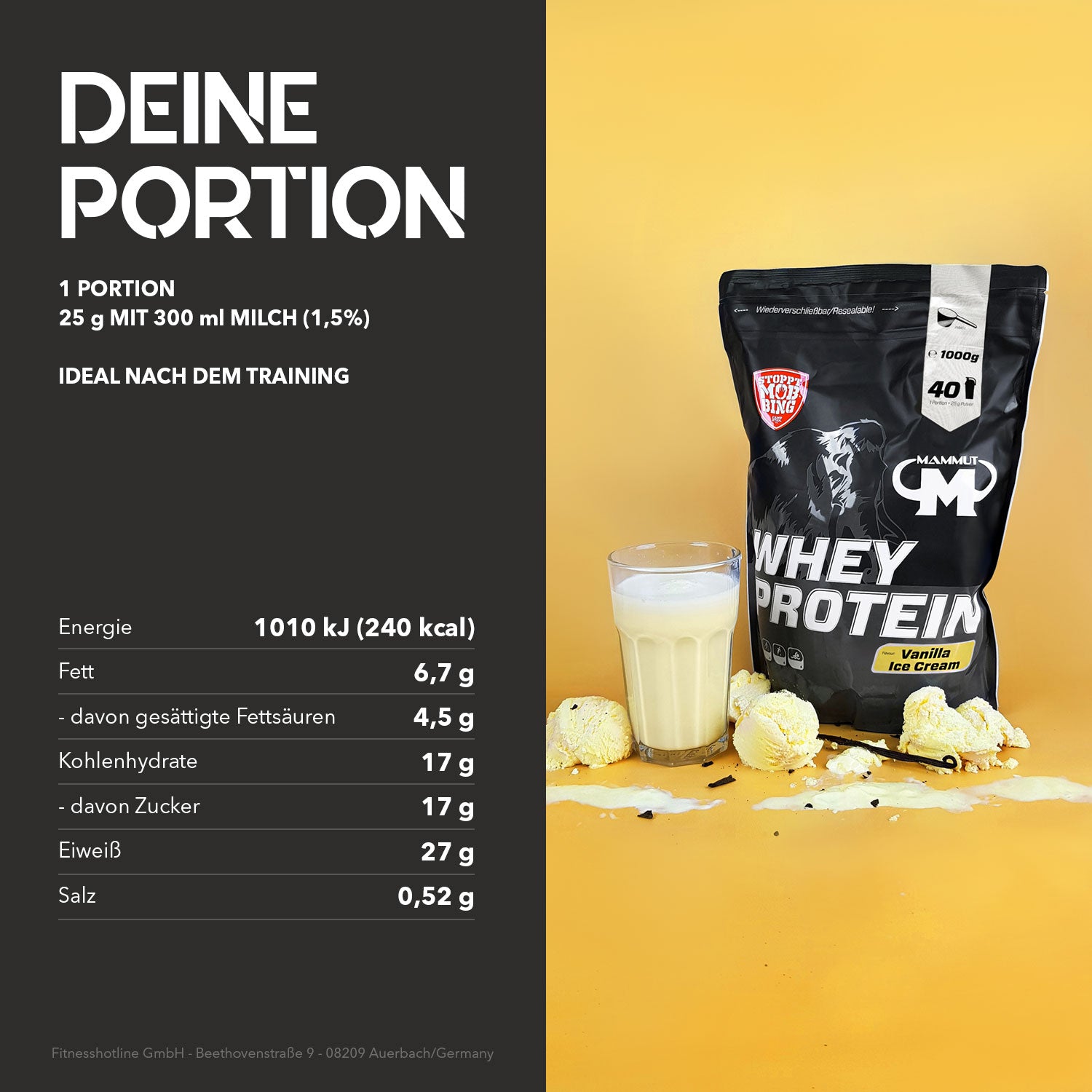 Whey Protein - Vanilla Ice Cream - 1000 g Zipp-Beutel#geschmack_vanilla-ice-cream