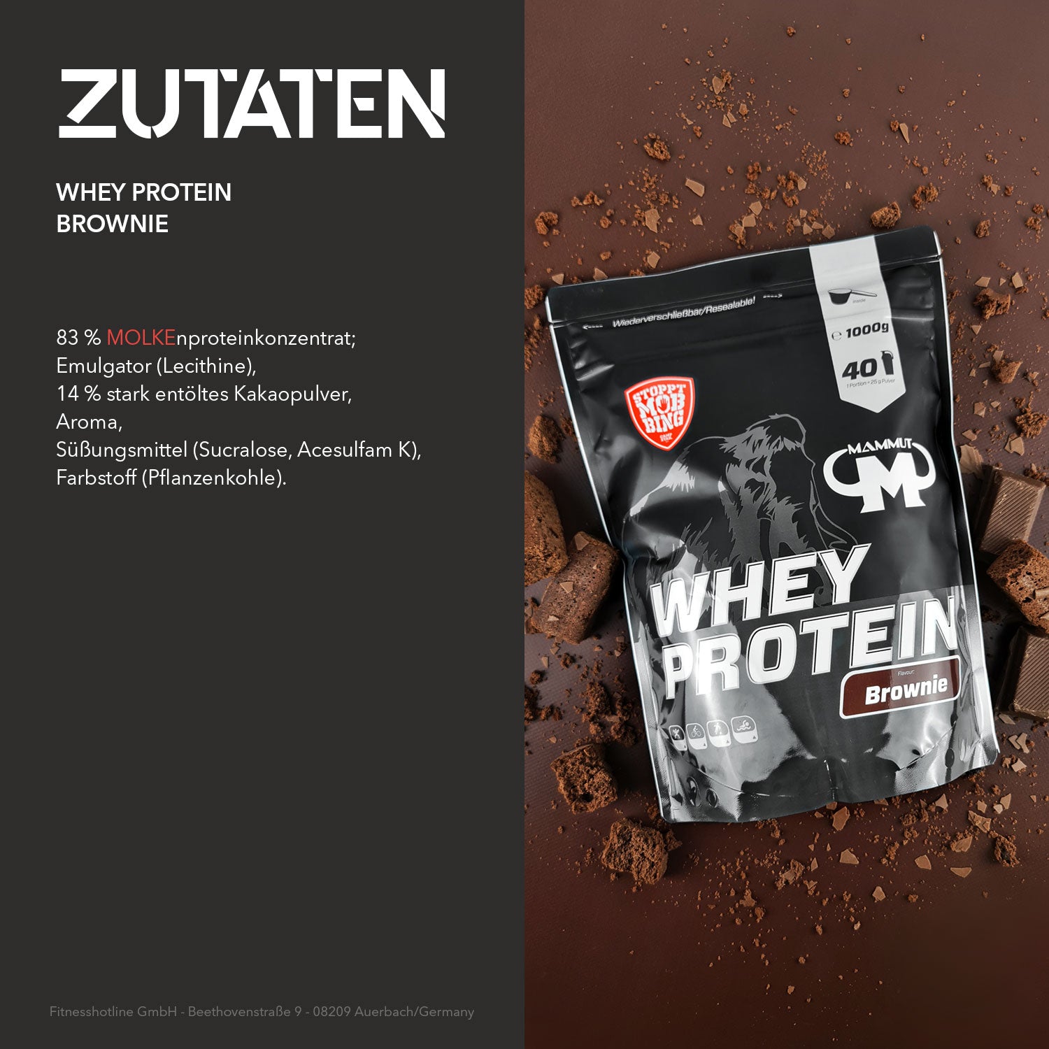 Whey Protein - Brownie - 1000 g Zipp-Beutel#geschmack_brownie