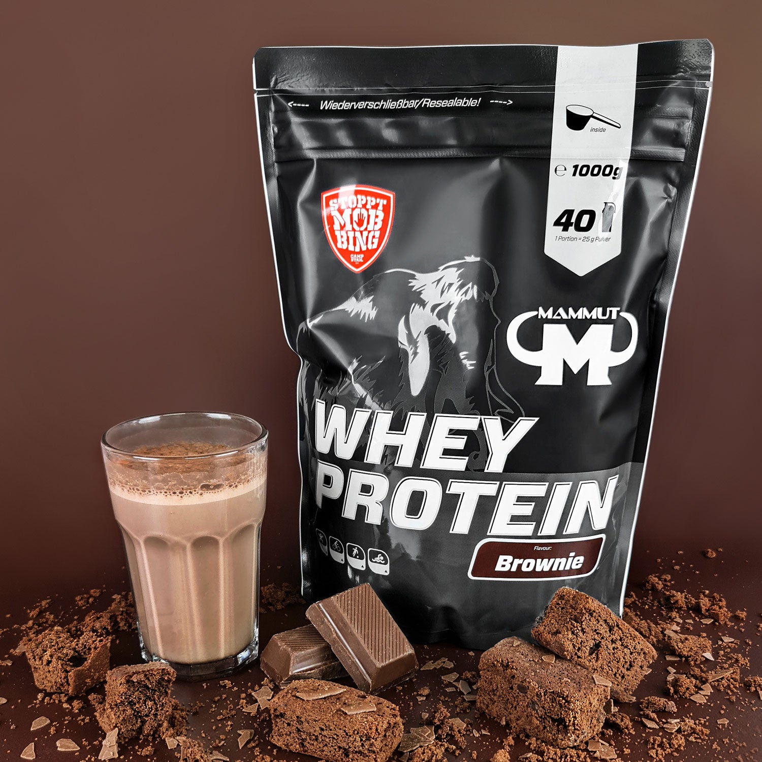 Whey Protein - Brownie - 1000 g Zipp-Beutel#geschmack_brownie