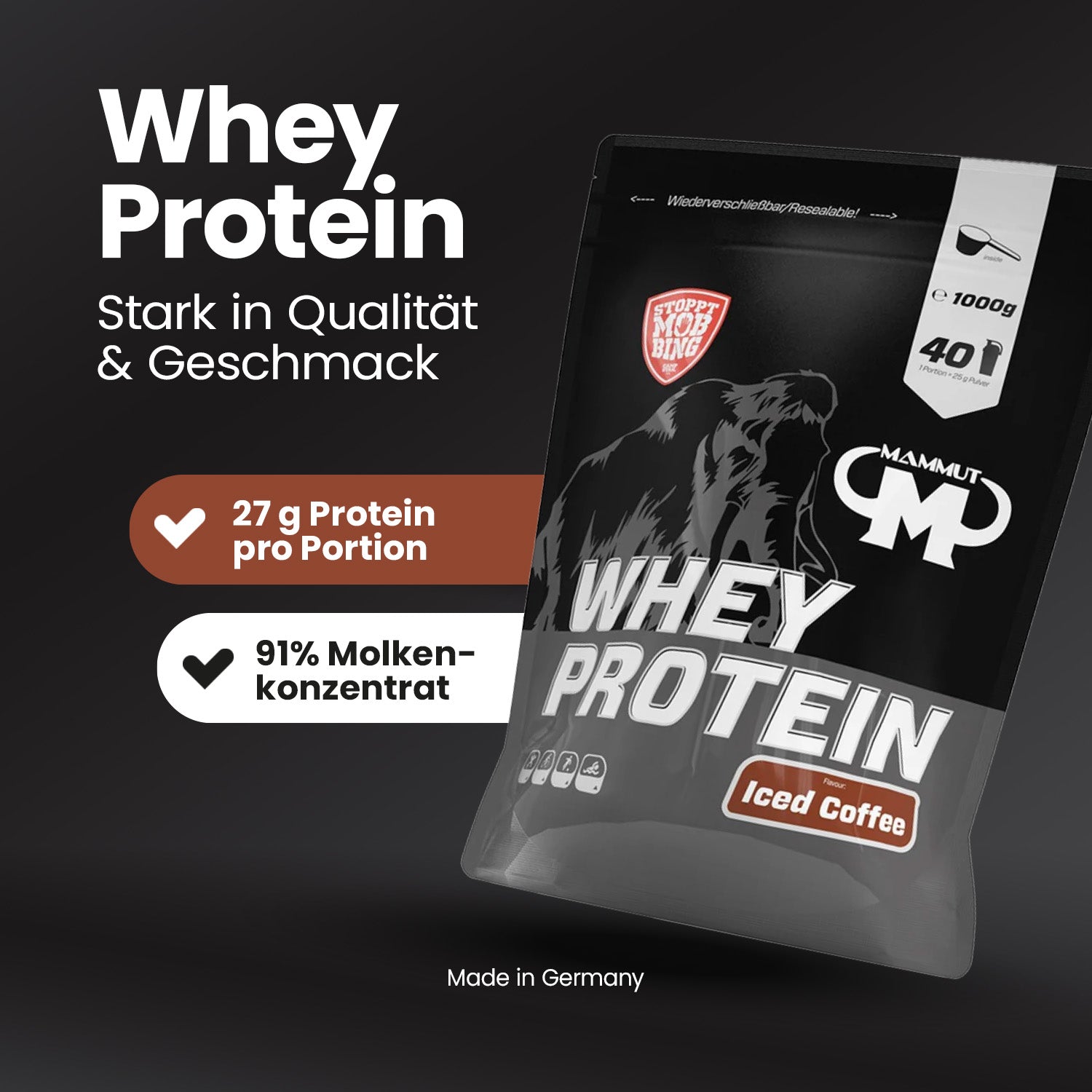 Whey Protein - Iced Coffee - 1000 g Zipp-Beutel#geschmack_iced-coffee