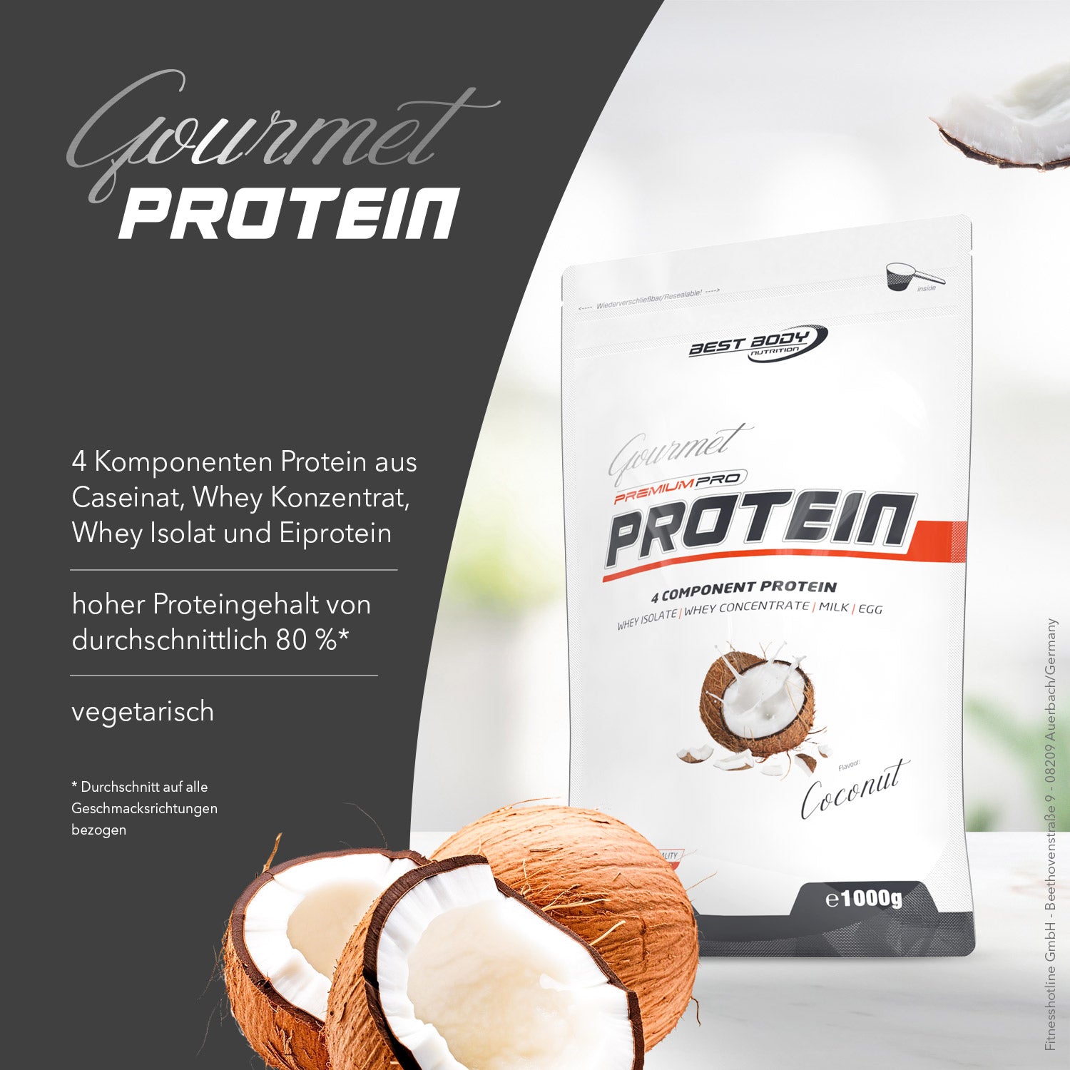 Gourmet Premium Pro Protein - Coconut - 1000 g Zipp-Beutel#geschmack_coconut