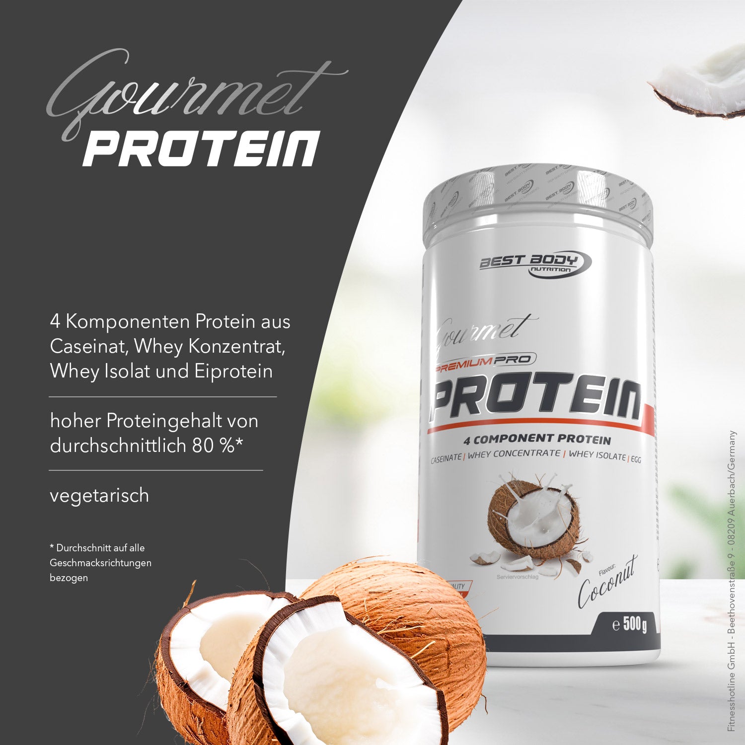 Gourmet Premium Pro Protein - Coconut - 500 g Dose#geschmack_coconut