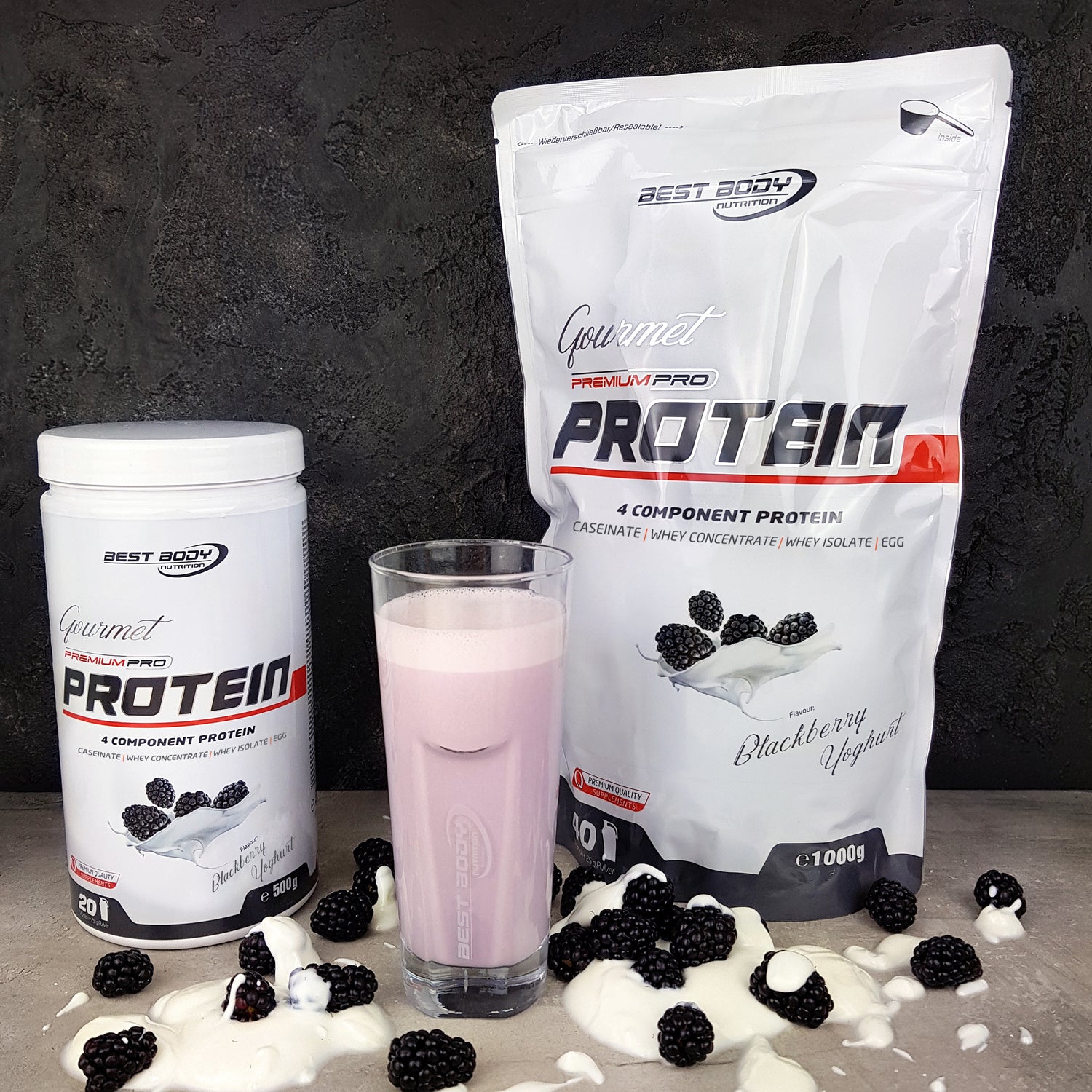 Gourmet Premium Pro Protein - Blackberry Yoghurt - 500 g Dose#geschmack_blackberry-yoghurt