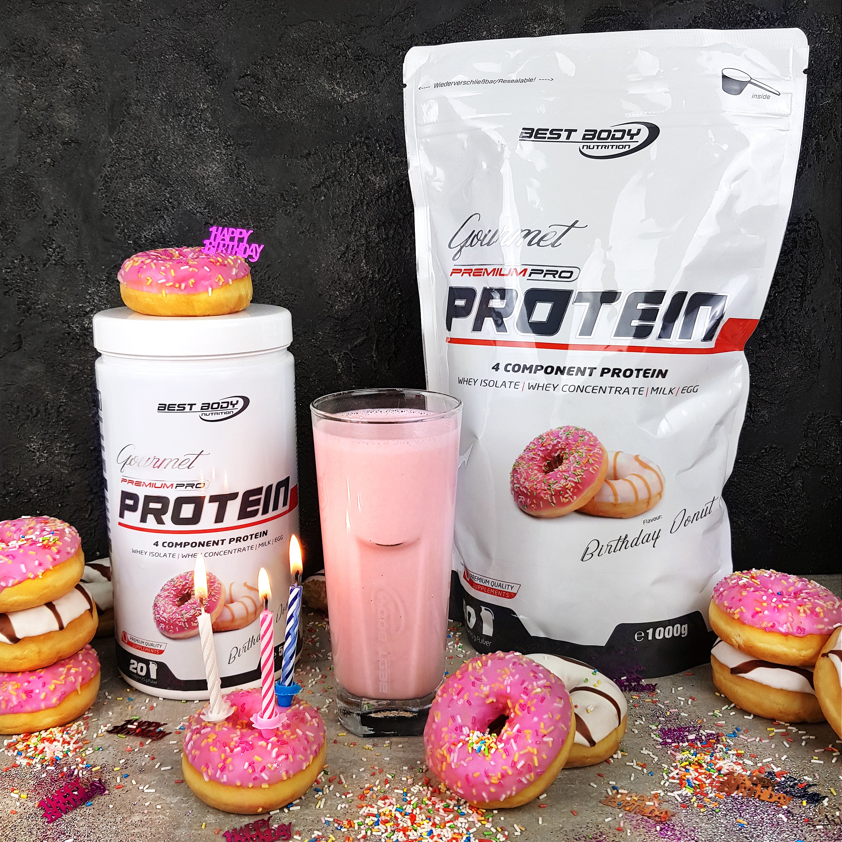 Gourmet Premium Pro Protein - Birthday Donut - 500 g Dose#geschmack_birthday-donut
