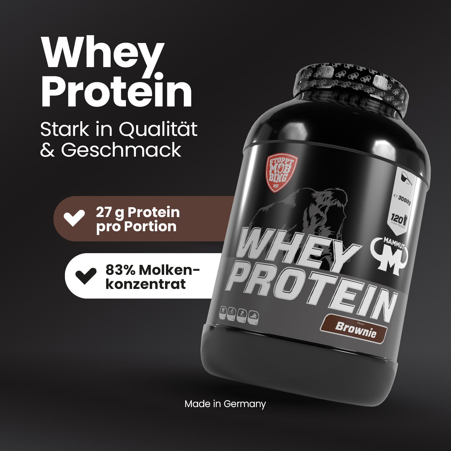 Whey Protein - Brownie - 3000 g Dose#geschmack_brownie
