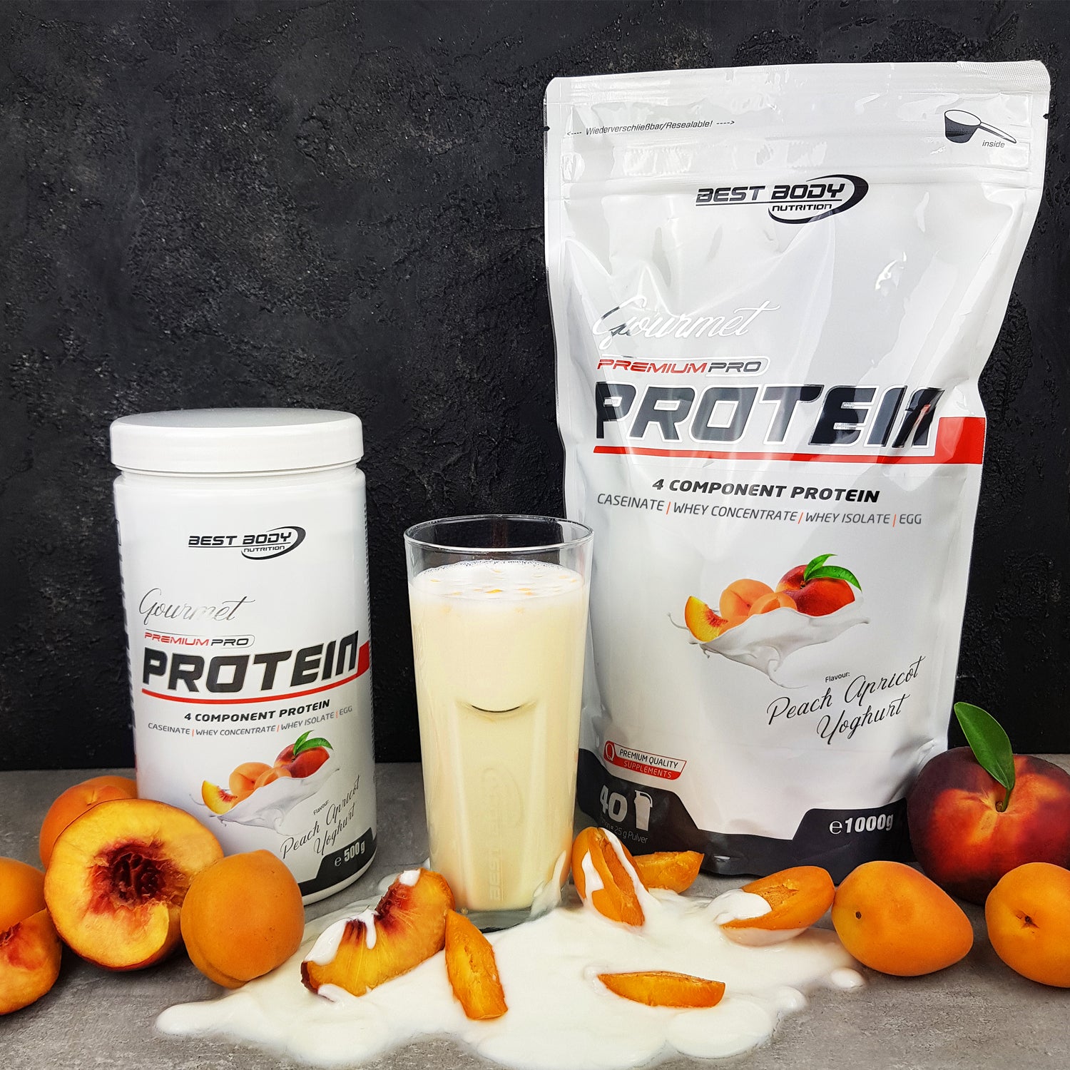 Gourmet Premium Pro Protein - Peach Apricot Yoghurt - 500 g Dose#geschmack_peach-apricot-yoghurt