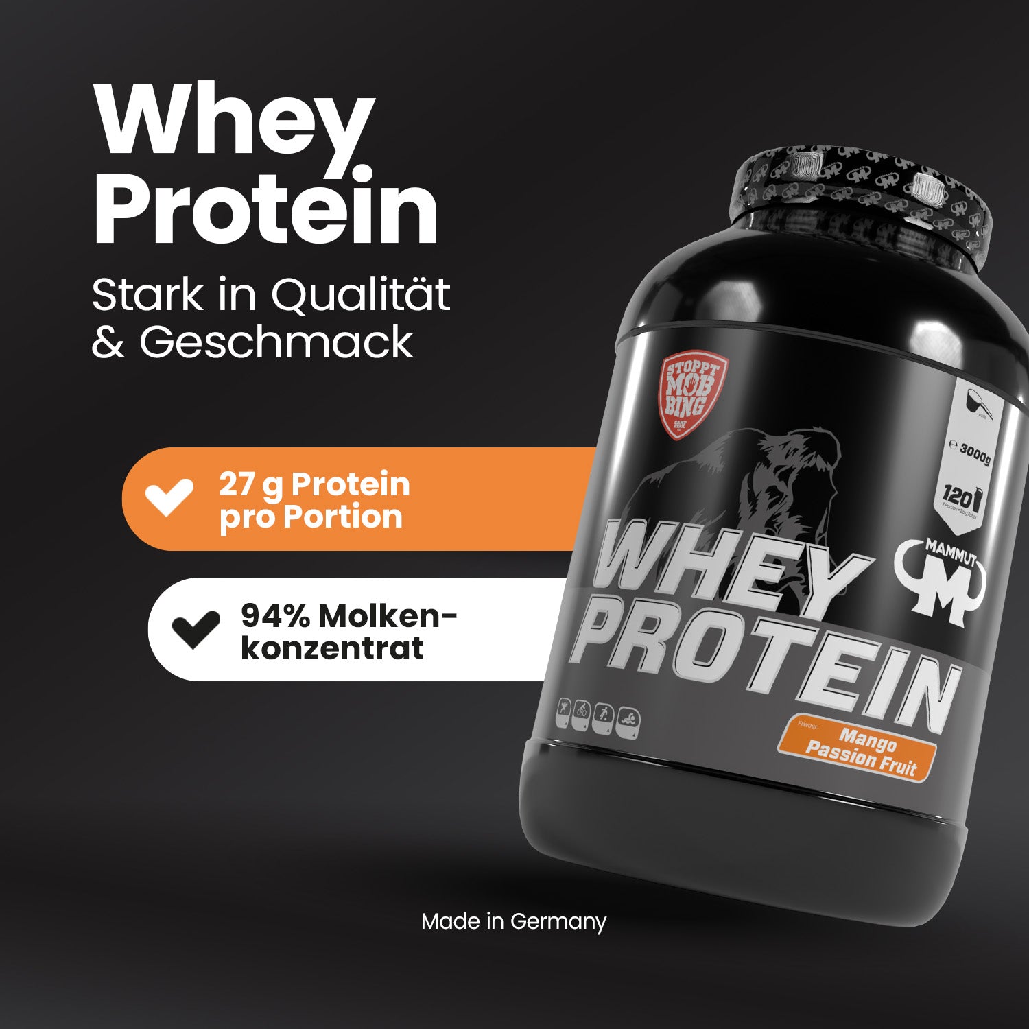 Whey Protein - Mango Passion Fruit - 3000 g Dose#geschmack_mango-passion-fruit
