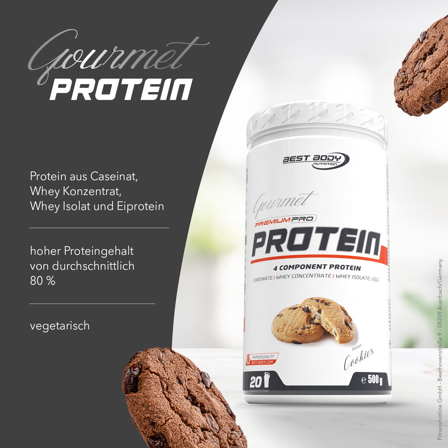 Gourmet Premium Pro Protein - Cookies - 500 g Dose#geschmack_cookies