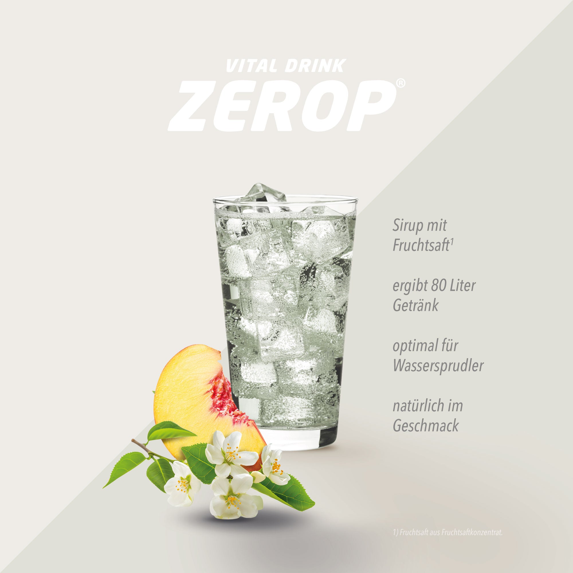 Vital Drink Zerop - Weißer Tee Pfirsich - 1000 ml Flasche#geschmack_wei-er-tee-pfirsich