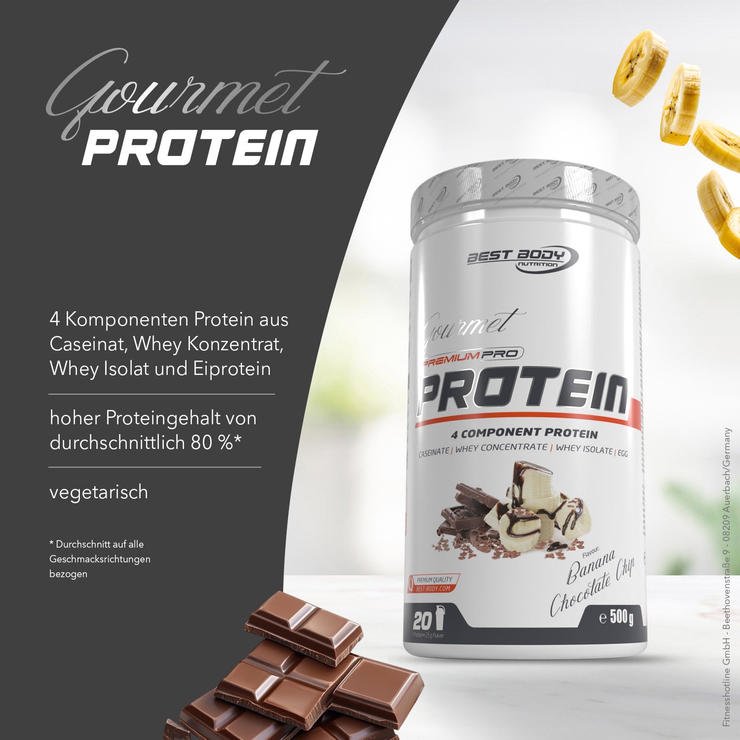 Gourmet Premium Pro Protein - Banana Chocolate Chip - 500 g Dose#geschmack_banana-chocolate-chip