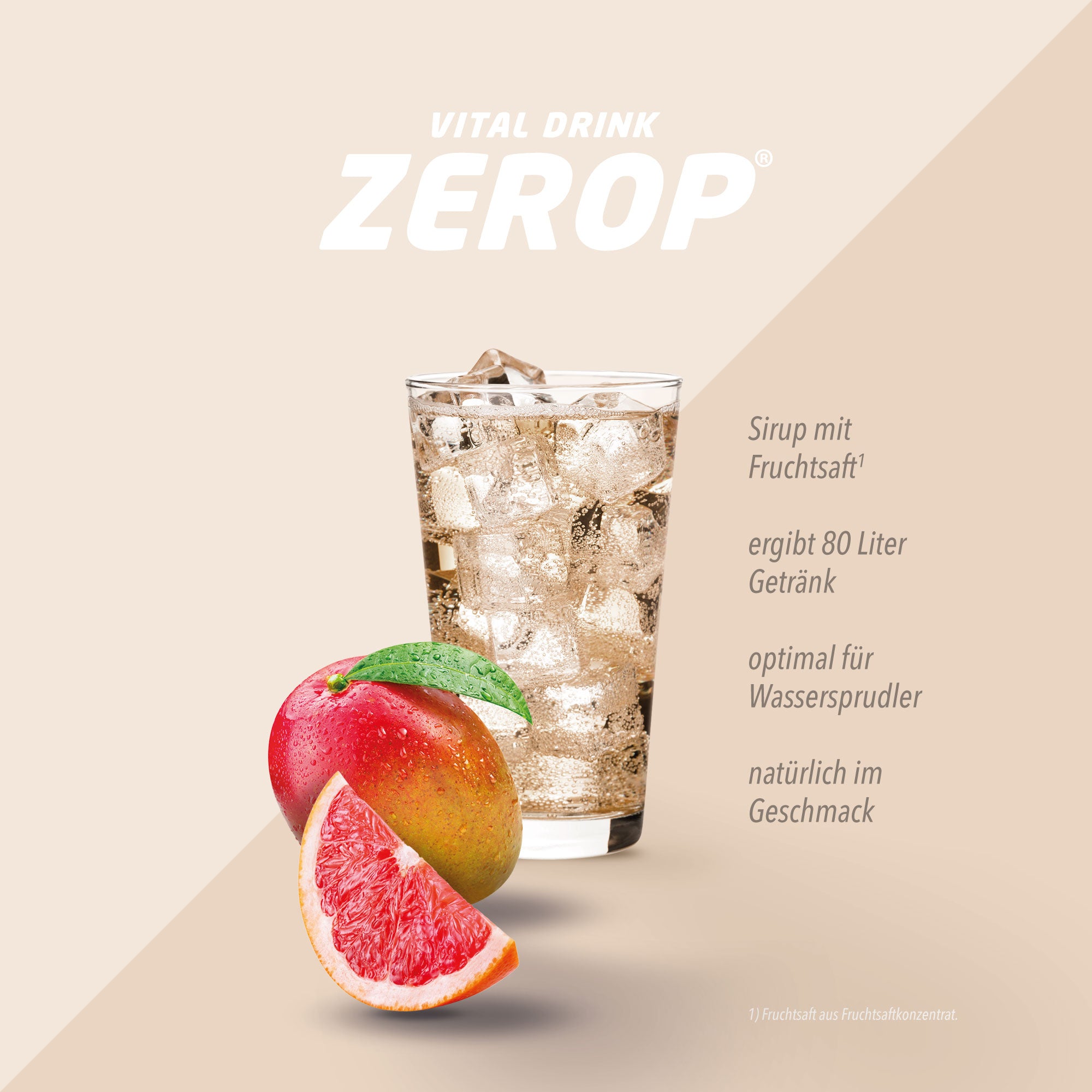 Vital Drink Zerop - Mango Grapefruit - 1000 ml Flasche#geschmack_mango-grapefruit